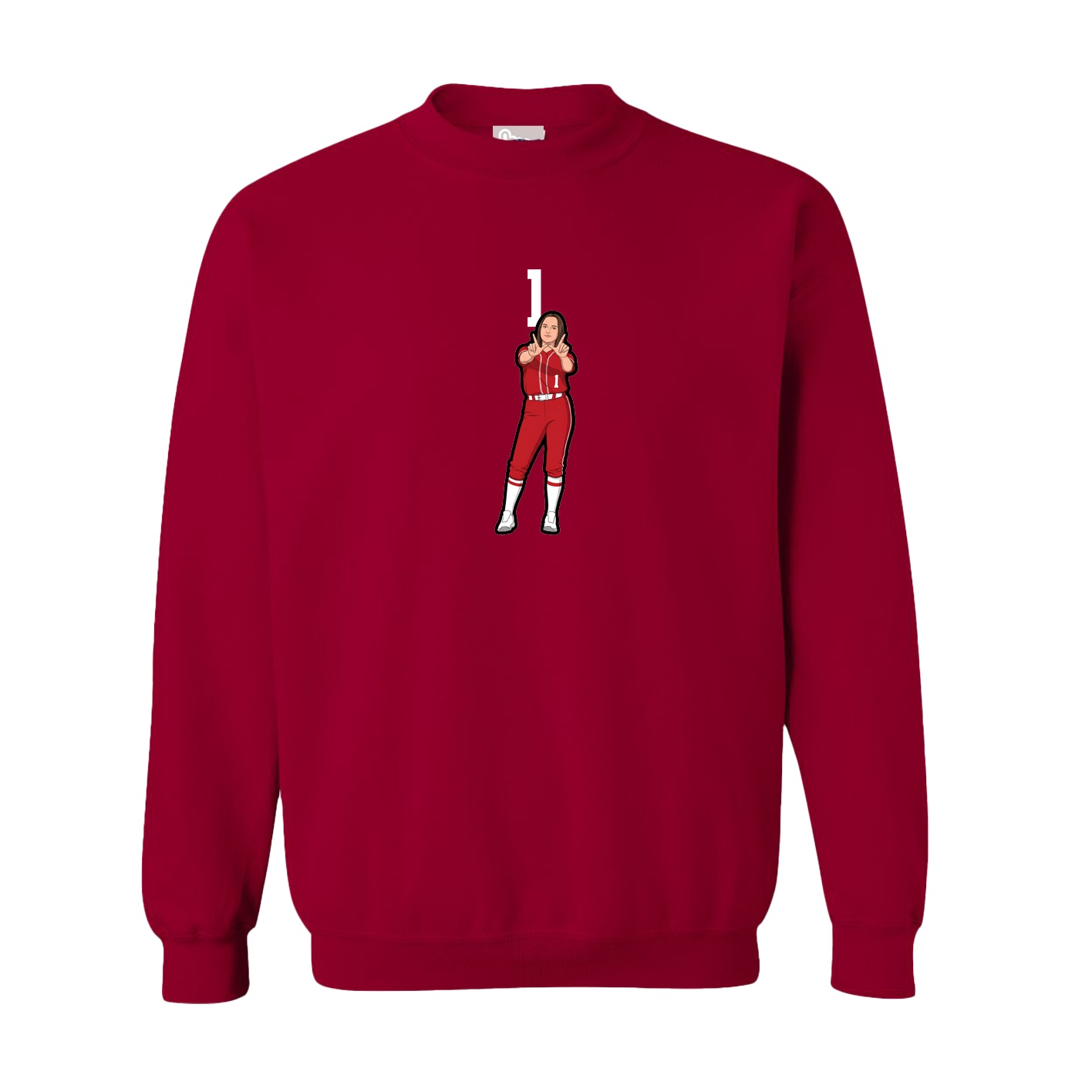 Fleece Crew — Number Top in Cardinal