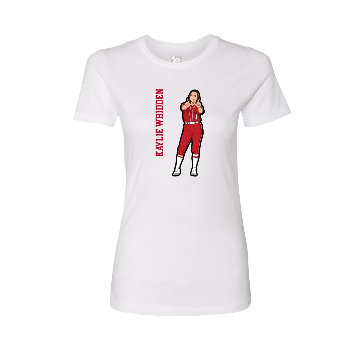 Womens Tee — Name Vertical in White
