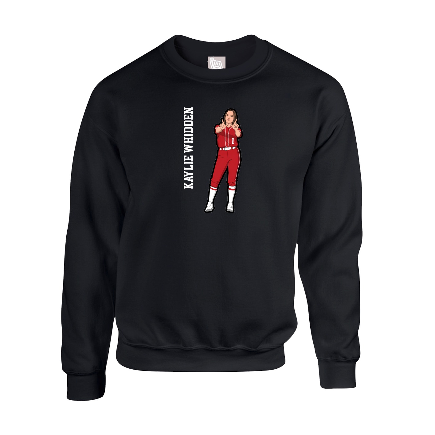 Fleece Crew — Name Vertical in Black