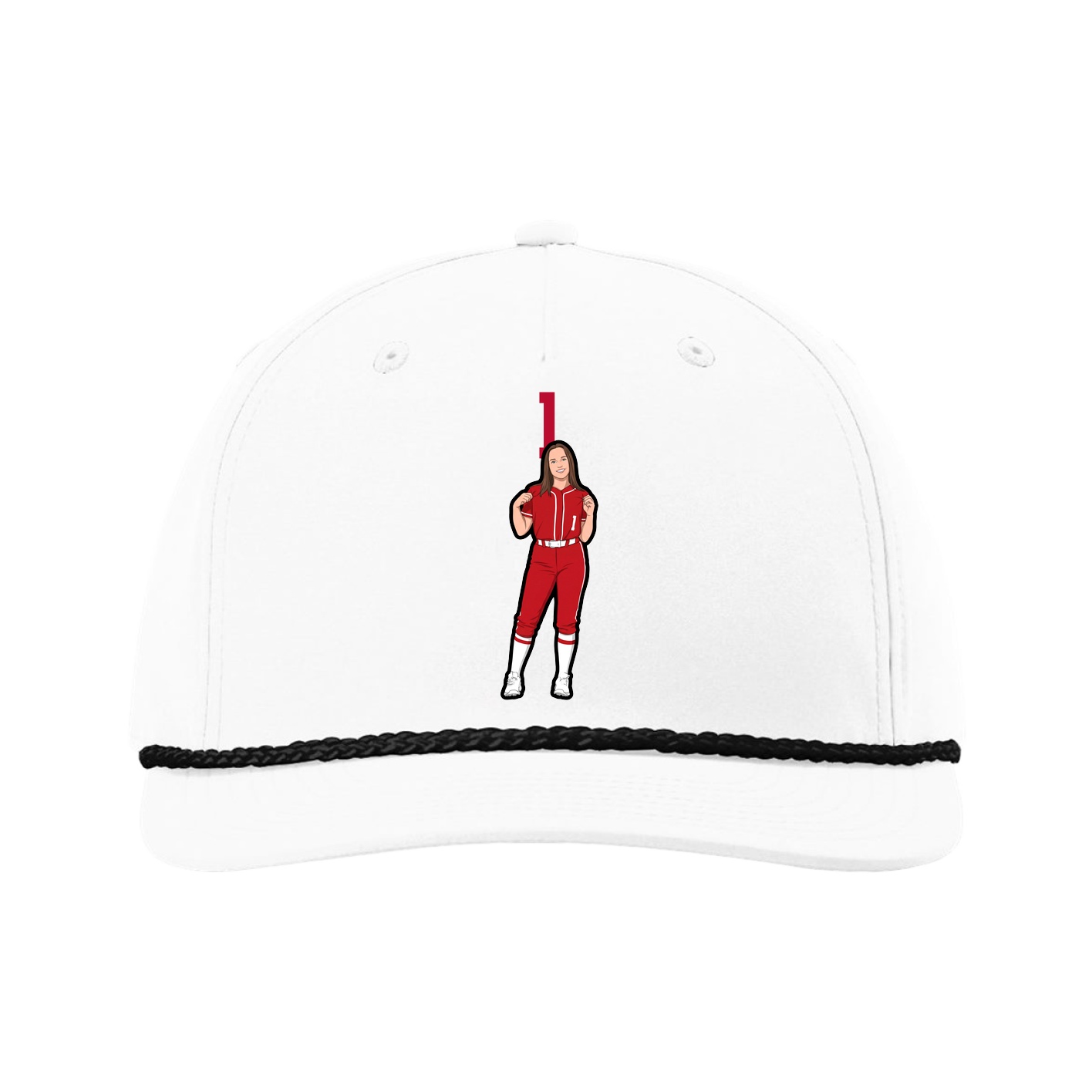 Five-Panel Classic Rope Cap — Number Top in White