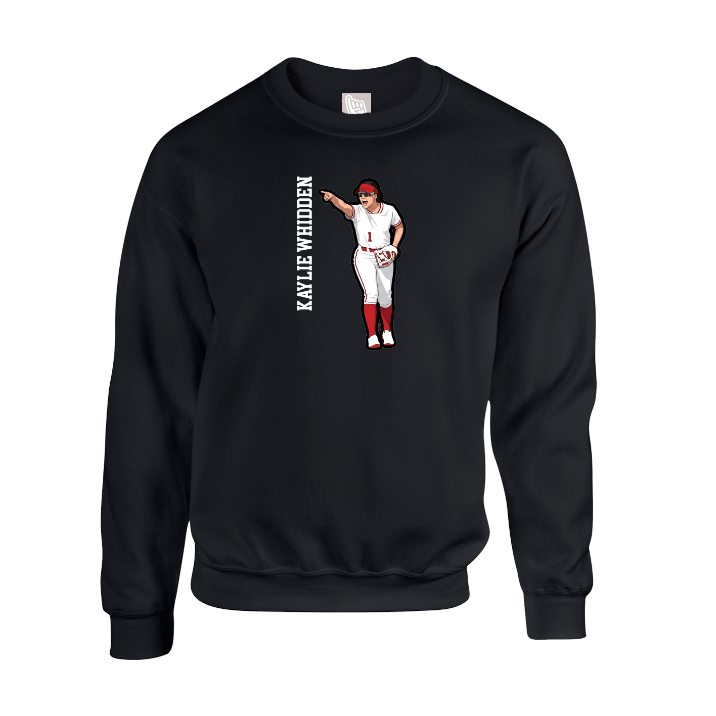 Fleece Crew — Name Vertical in Black
