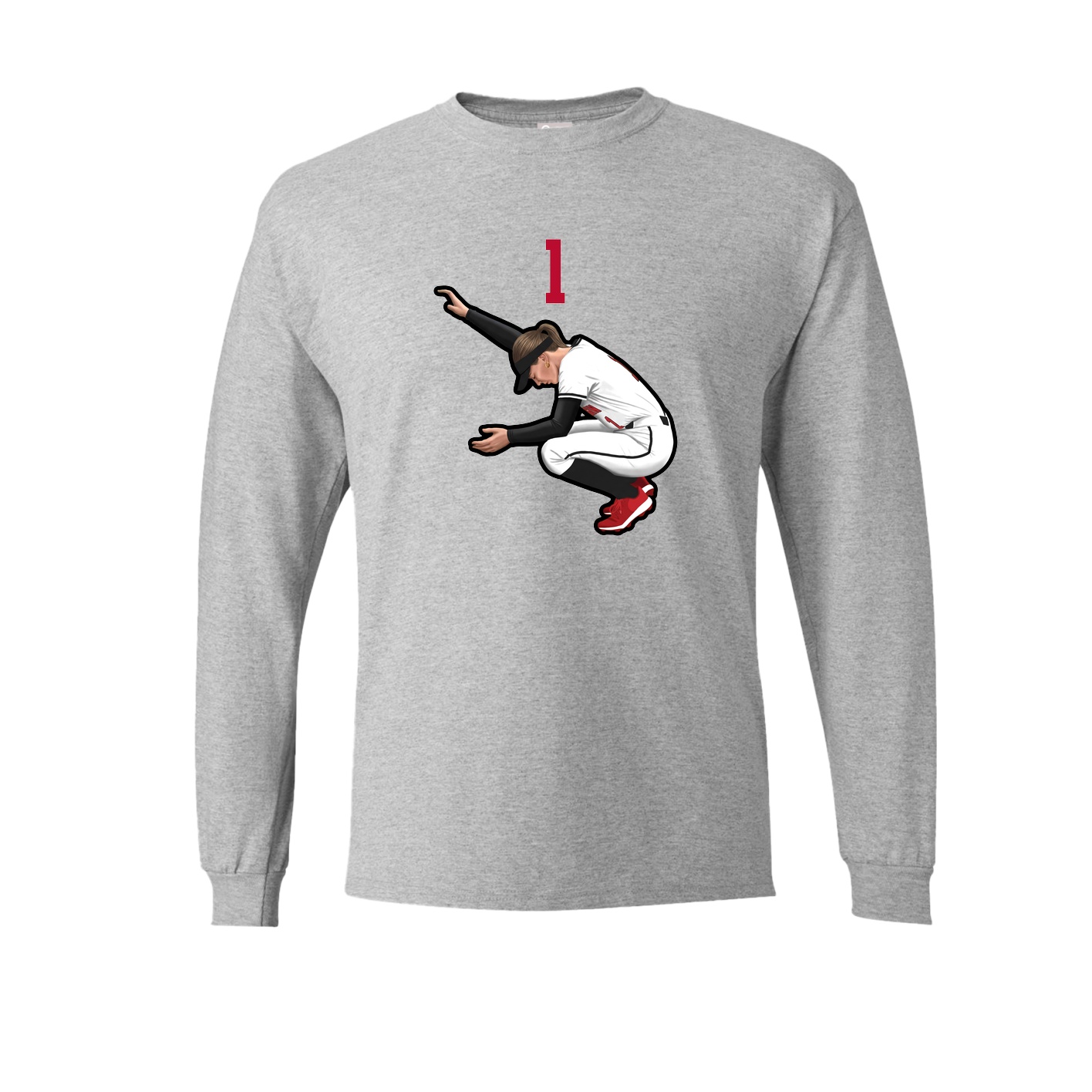 Long Sleeve Tee — Number Top in Grey