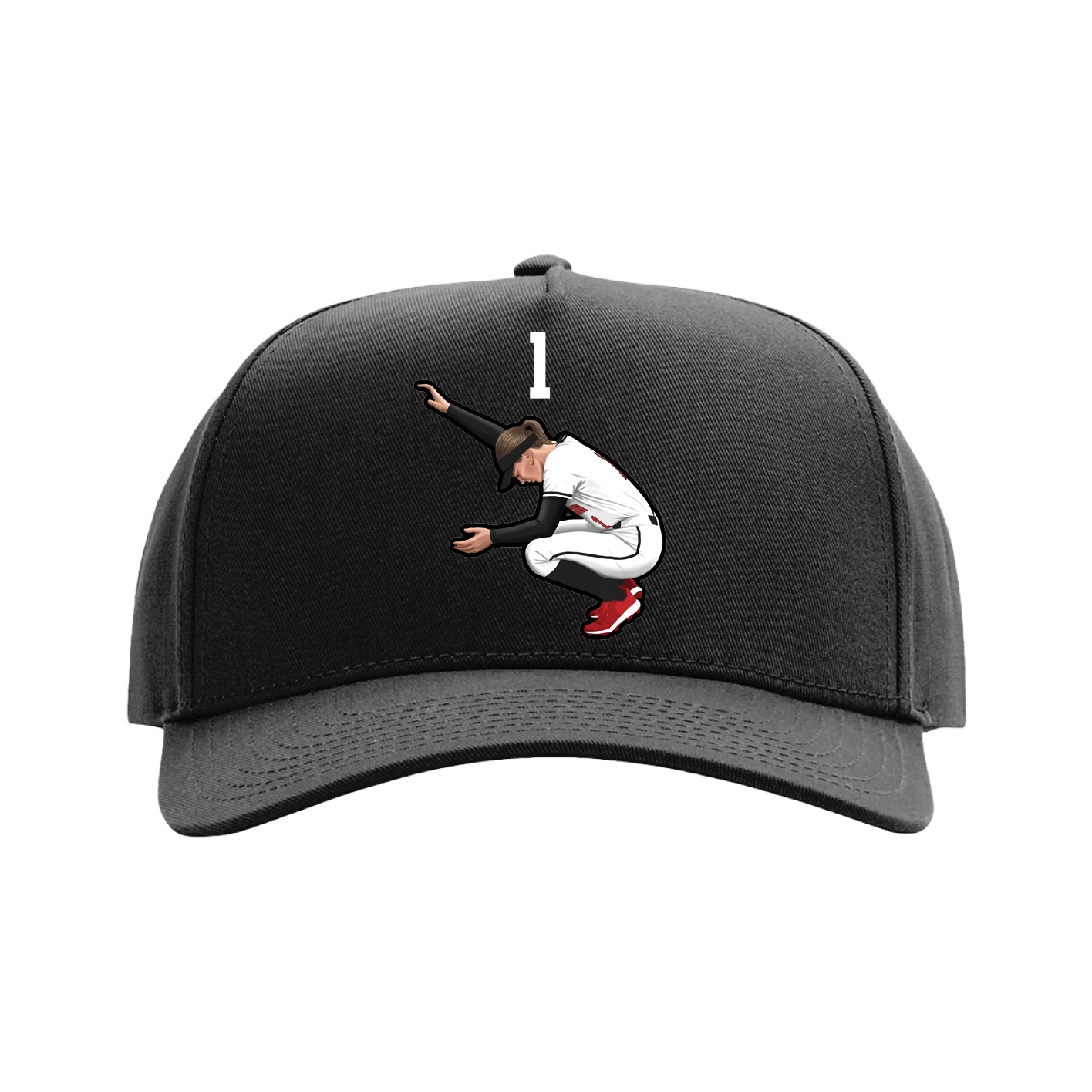 Full Fabric Five-Panel Champ Cap — Number Top in Black