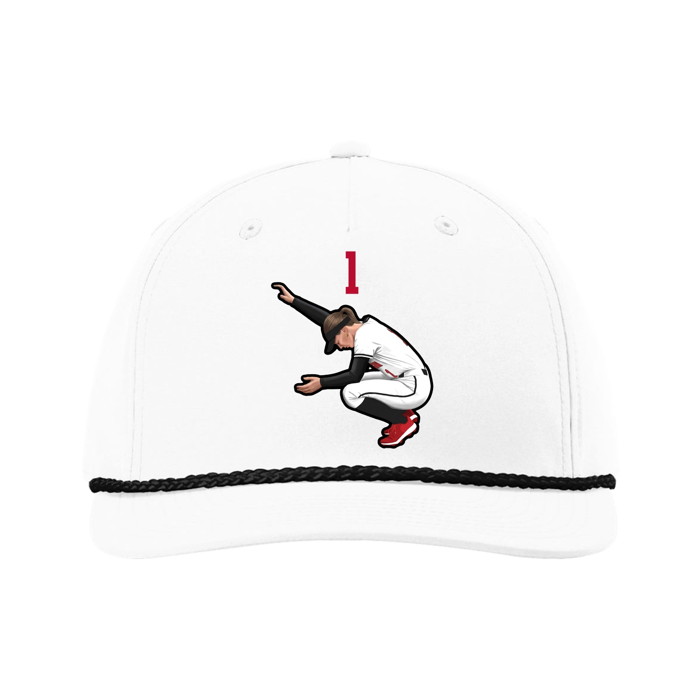 Five-Panel Classic Rope Cap — Number Top in White