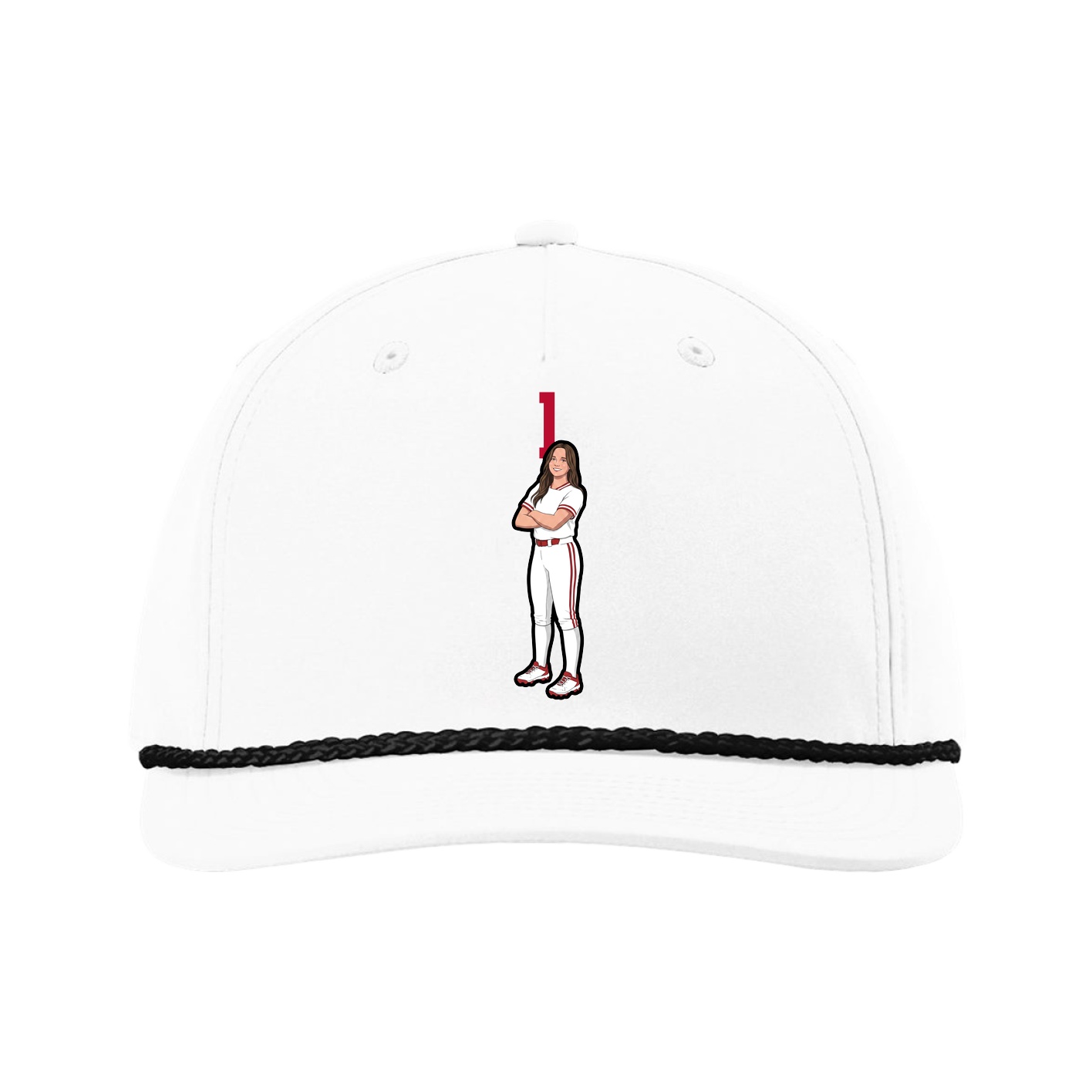 Five-Panel Classic Rope Cap — Number Top in White