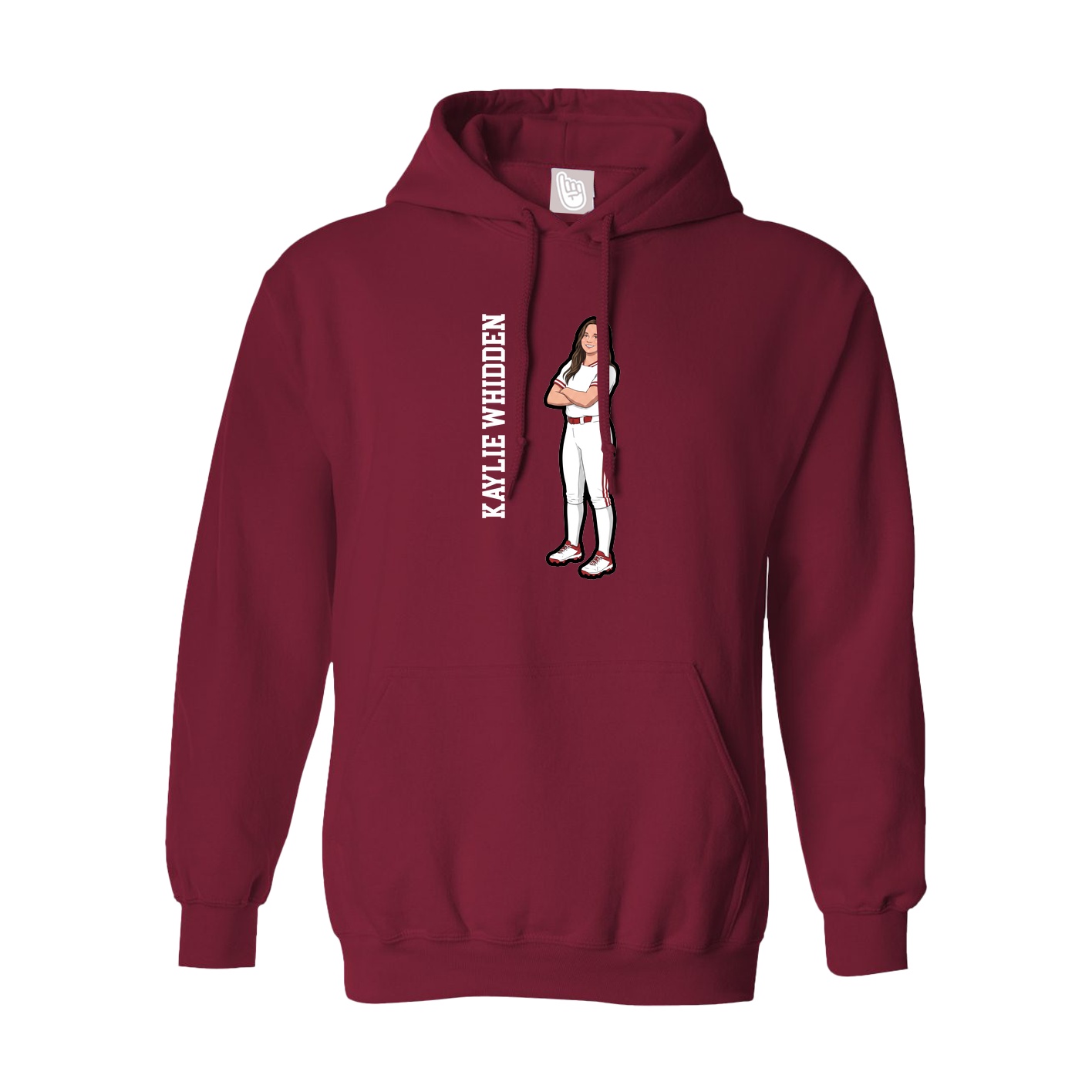 Hoodie — Name Vertical in Cardinal
