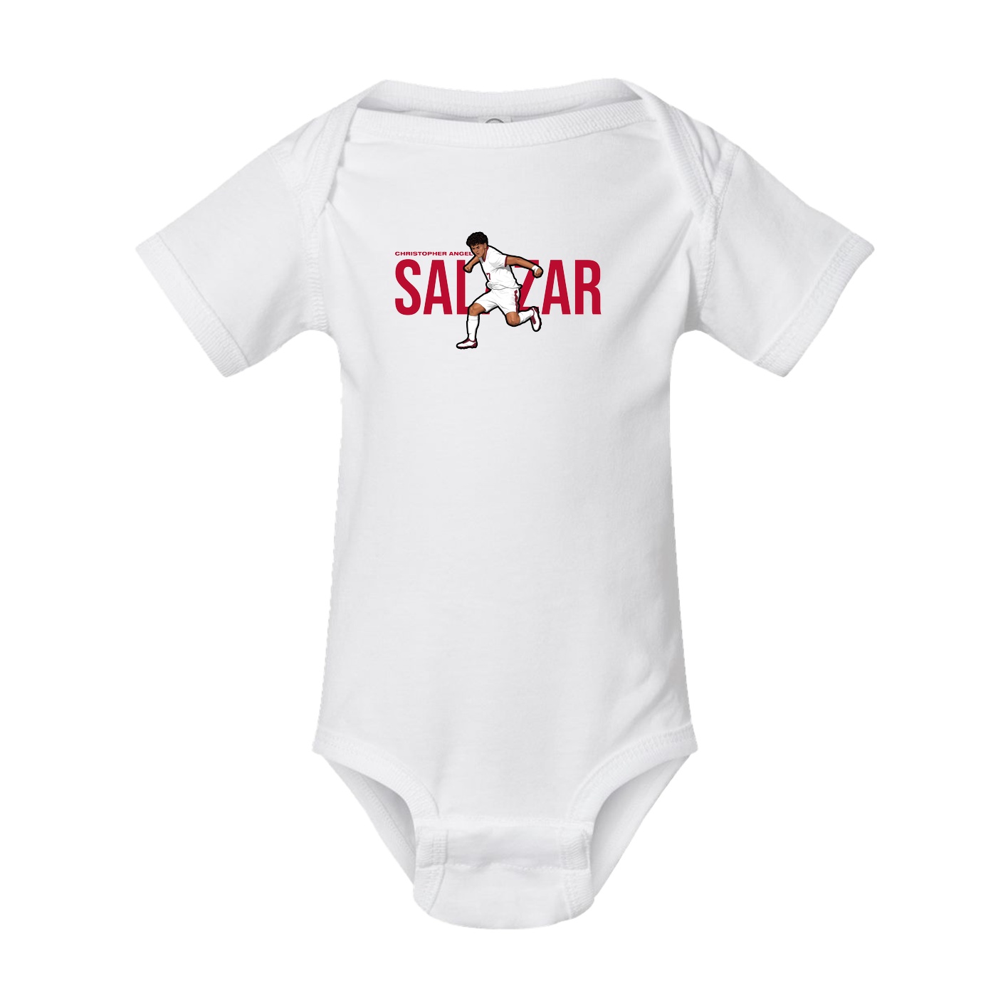 Baby Onesie — Player Name in White
