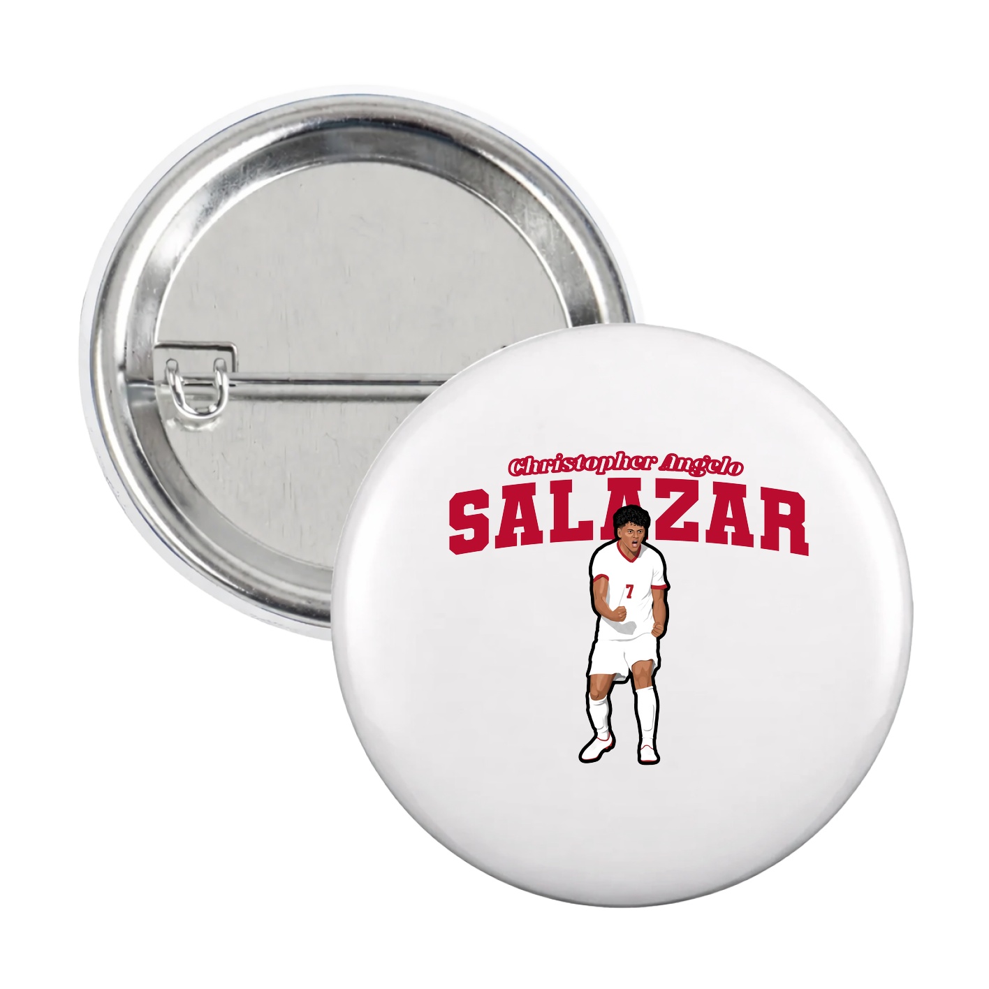 Game Day Button — Name Arch in White