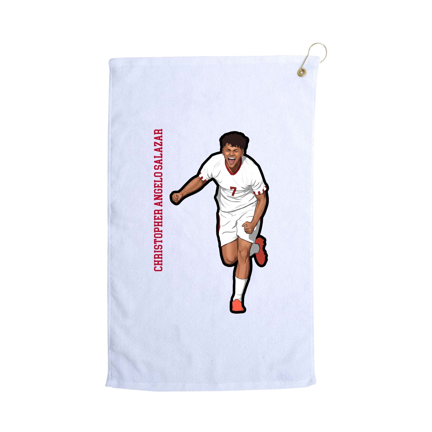 Golf Towel — Name Vertical in White
