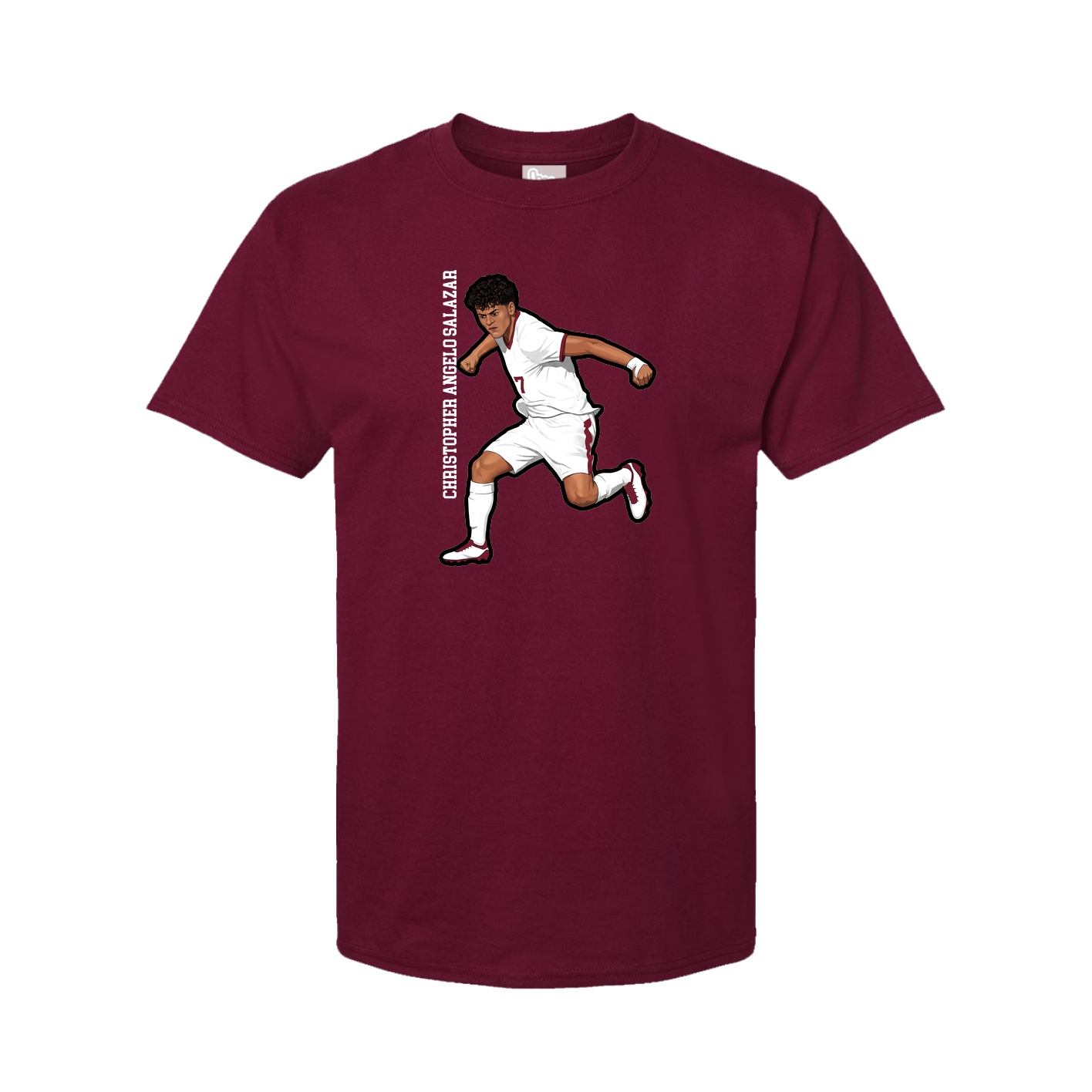 Youth Tee — Name Vertical in Cardinal