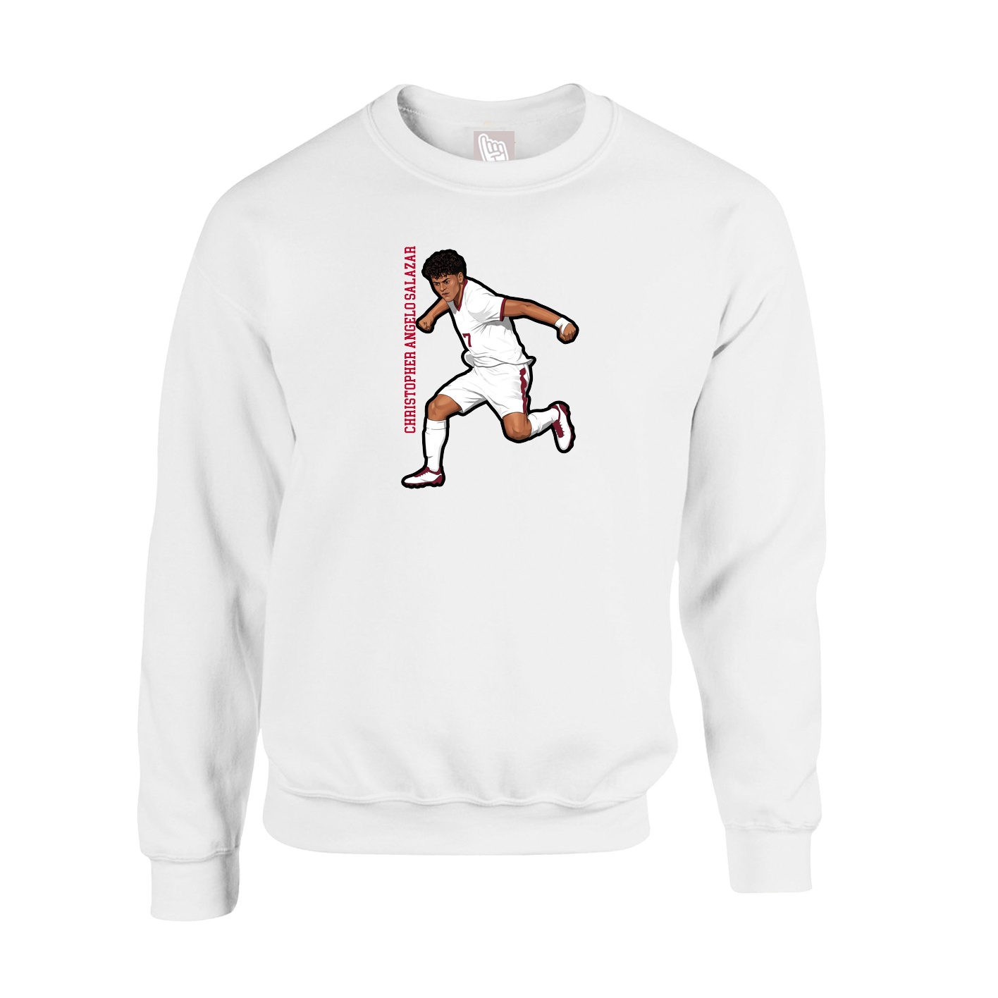 Fleece Crew — Name Vertical in White