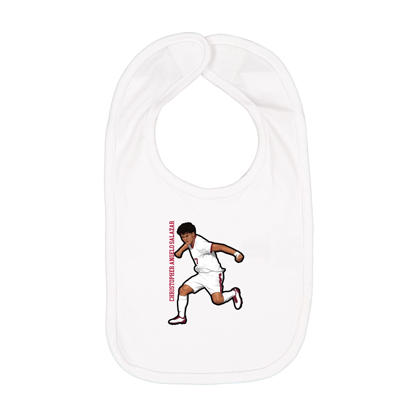 Infant Bib — Name Vertical in White