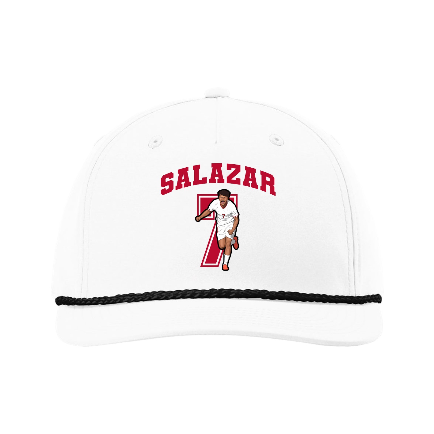 Five-Panel Classic Rope Cap — Number in White