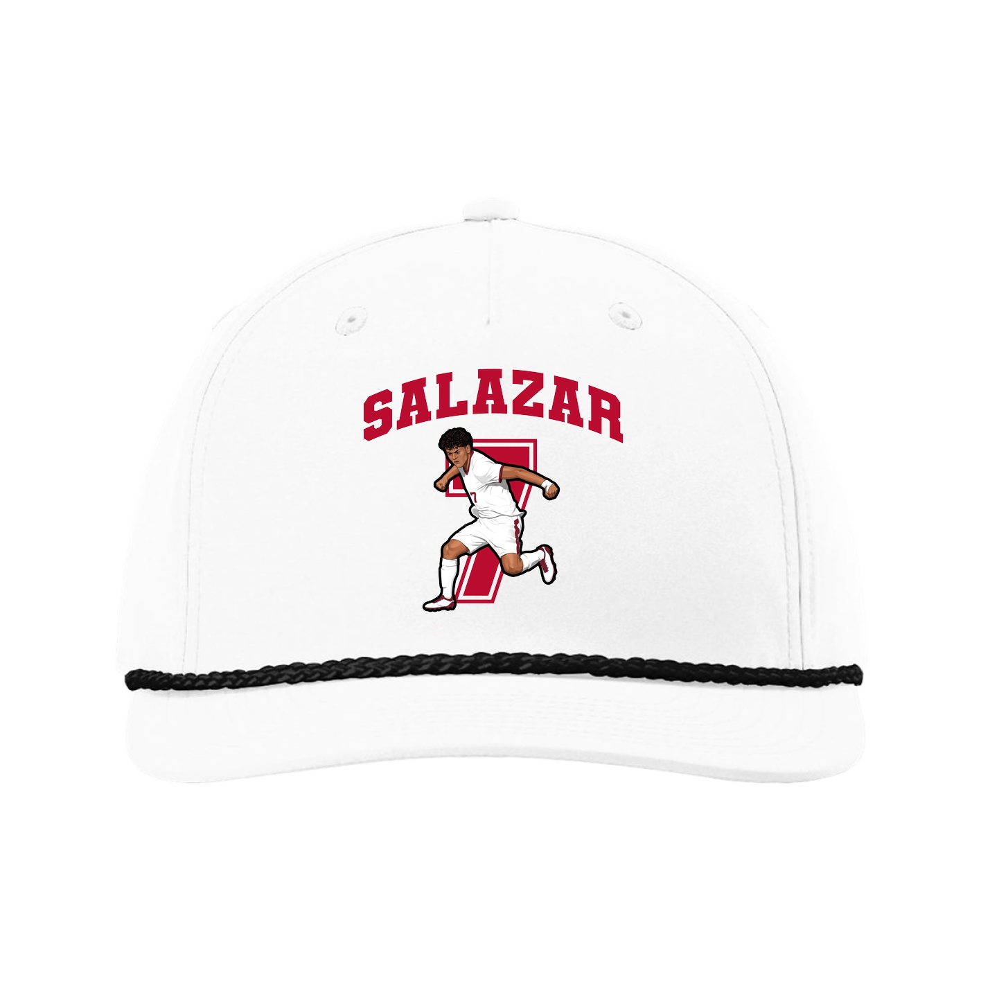 Five-Panel Classic Rope Cap — Number in White
