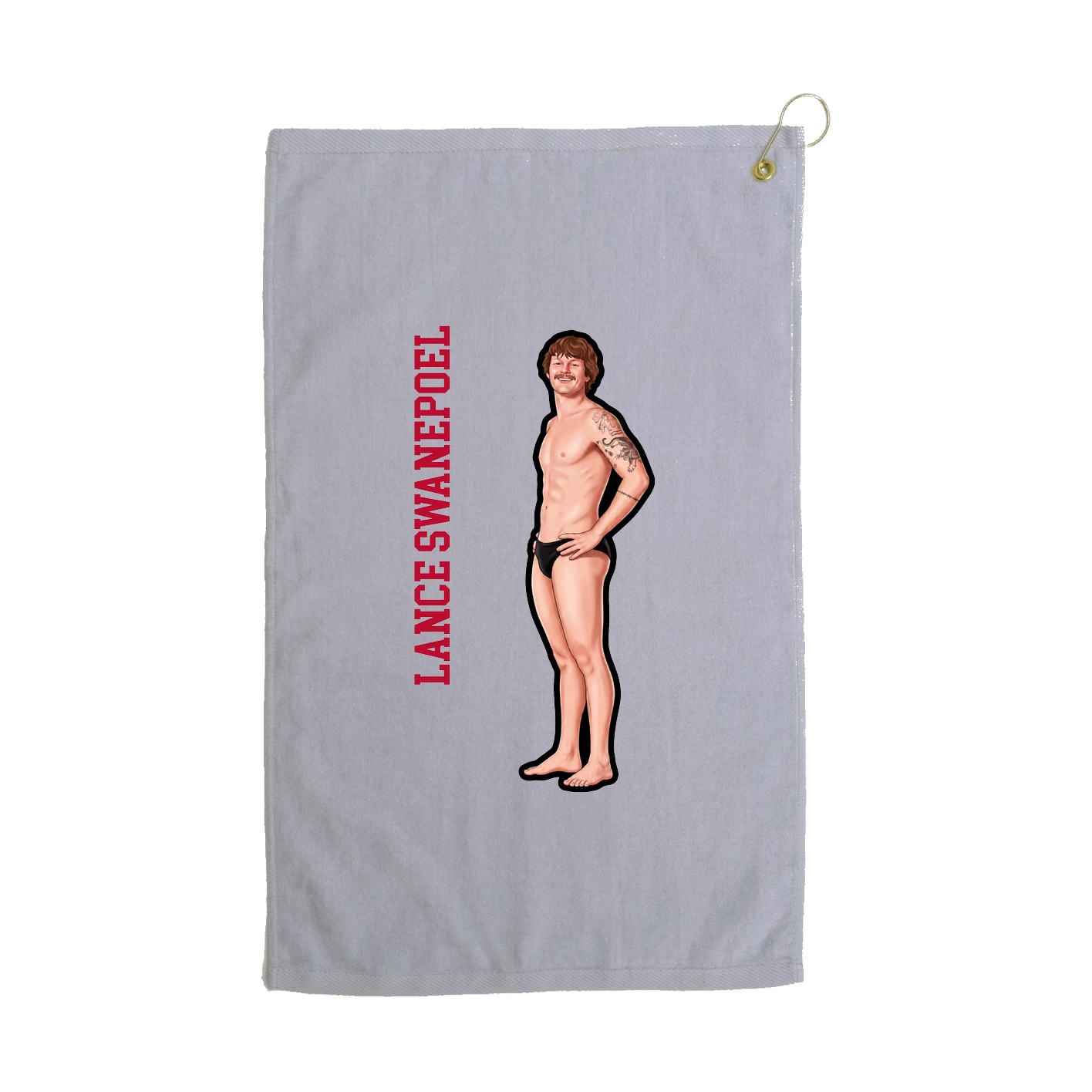 Golf Towel — Name Vertical in Grey