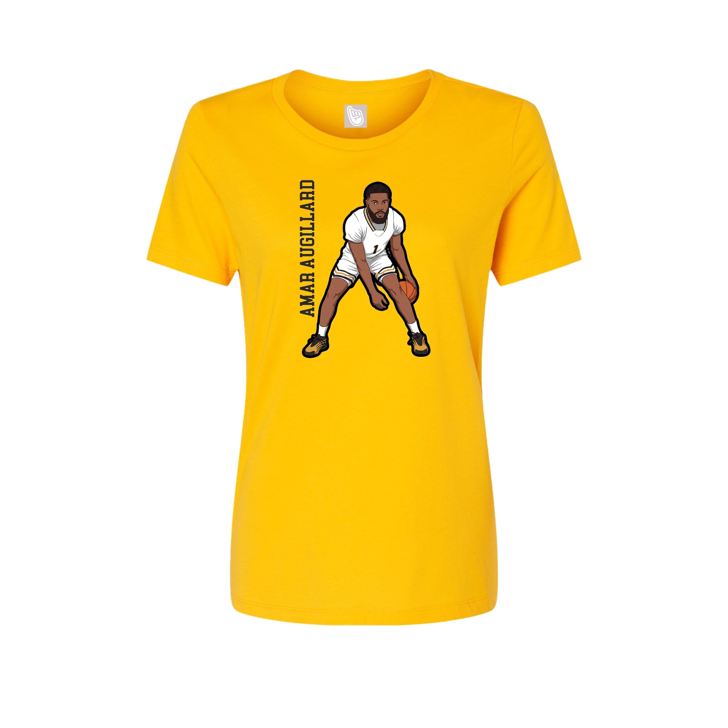 Fitted Women's Tee — Name Vertical in Gold