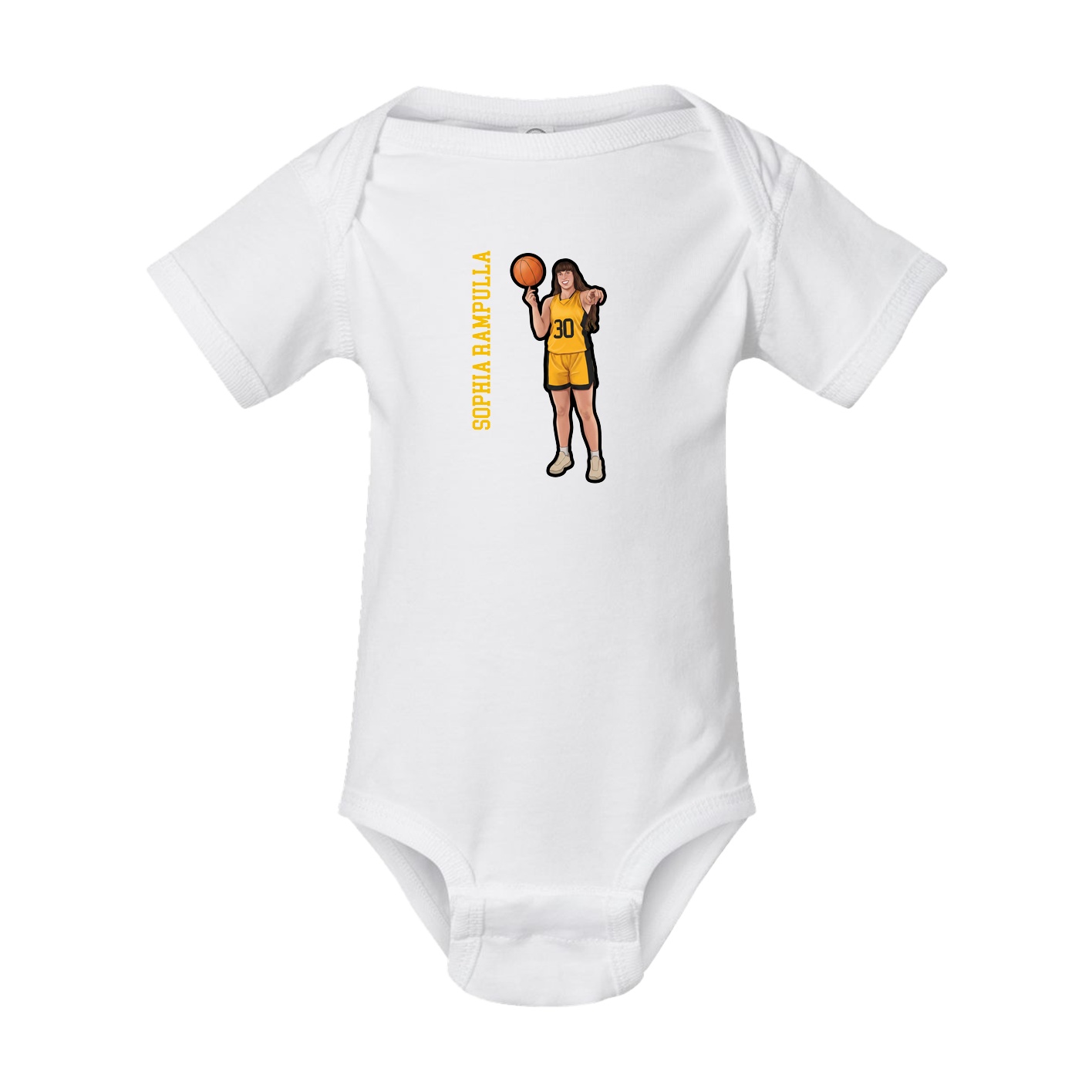 Baby Onesie — Name Vertical in White