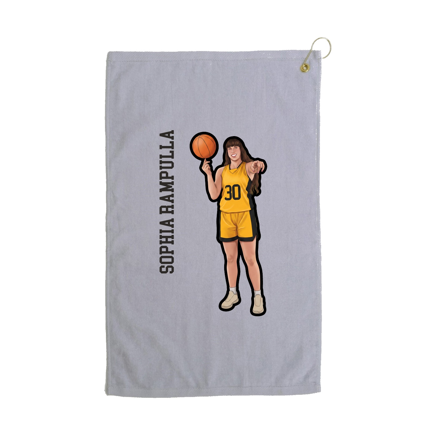 Golf Towel — Name Vertical in Grey