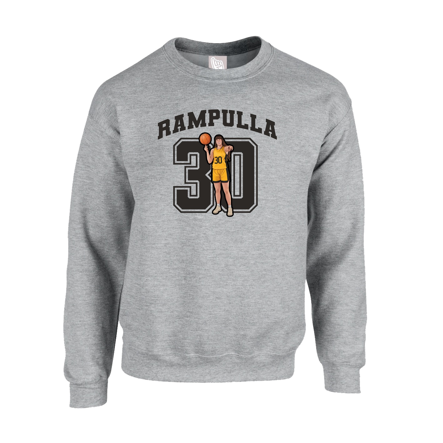 Fleece Crew — Number in Grey