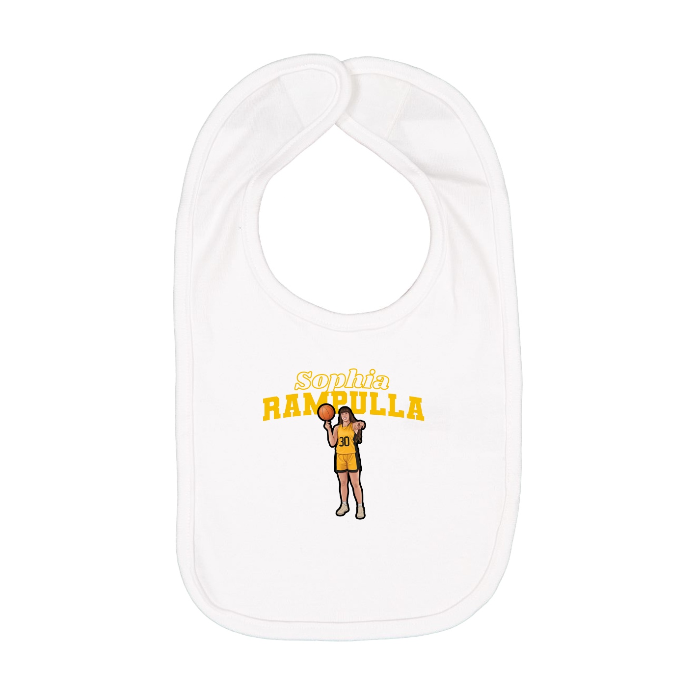 Infant Bib — Name Arch in White