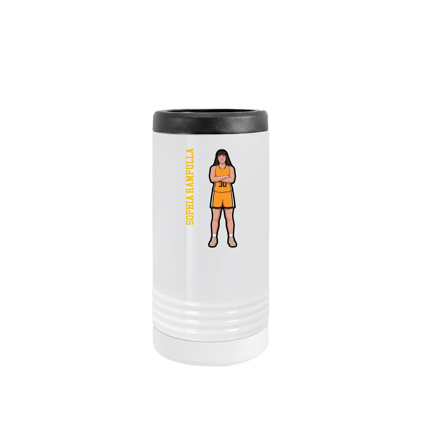 Slim Beverage Holder — Name Vertical in White
