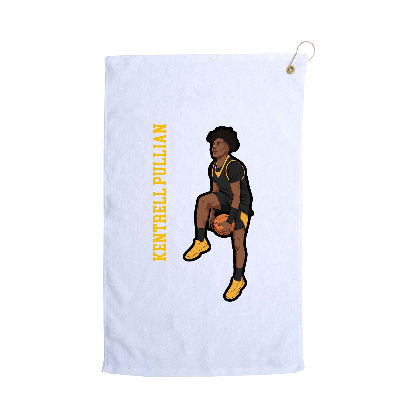Golf Towel — Name Vertical in White