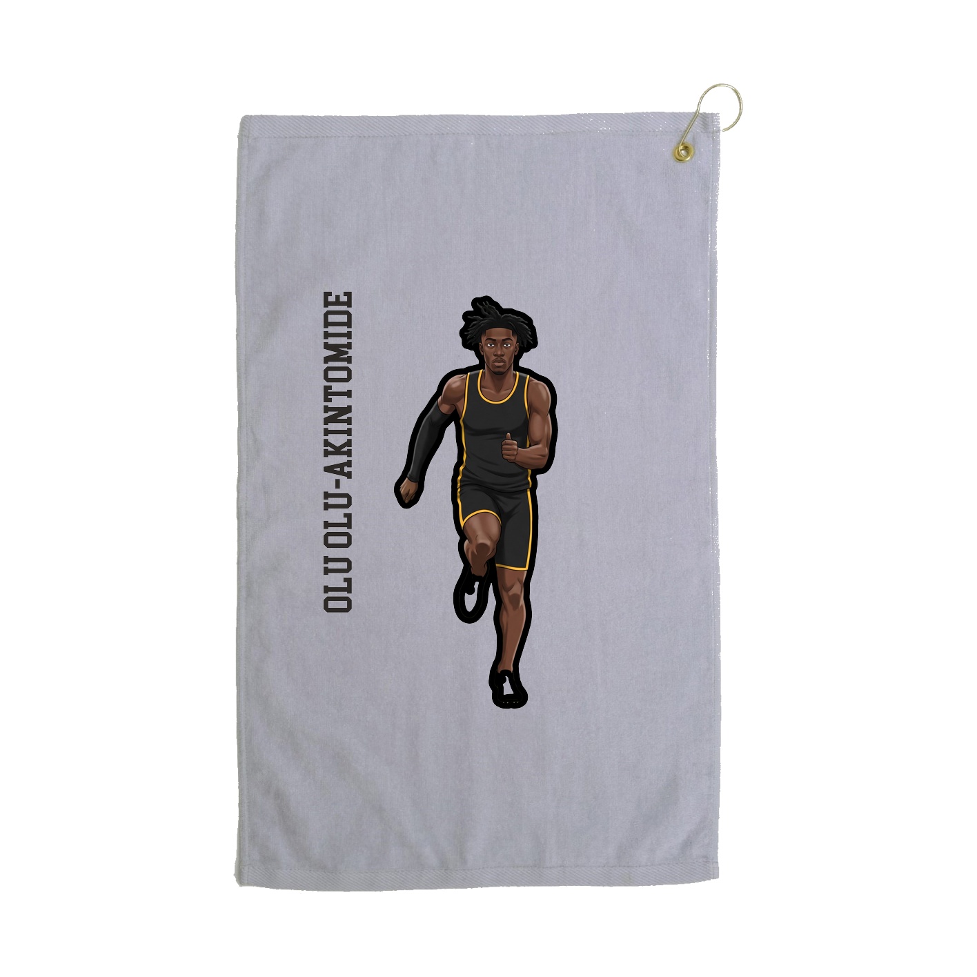 Golf Towel — Name Vertical in Grey