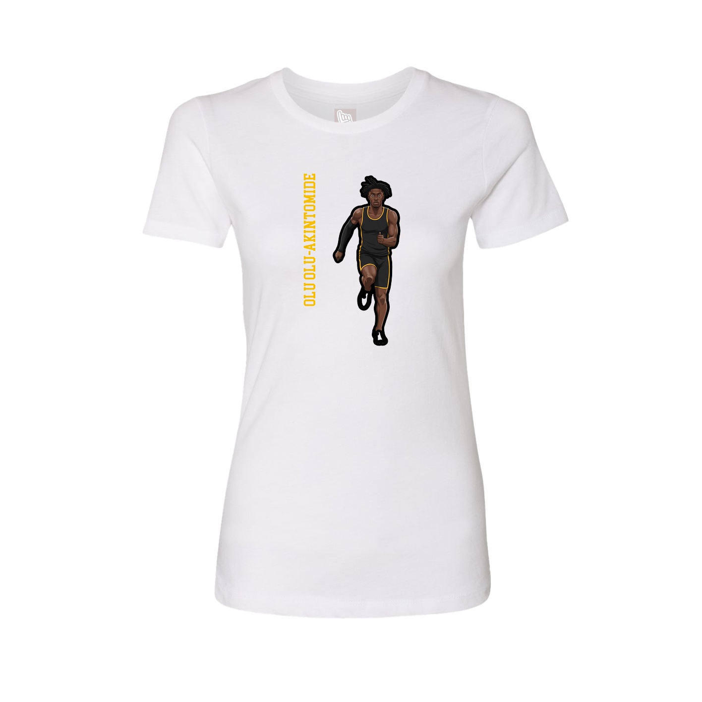 Fitted Women's Tee — Name Vertical in White