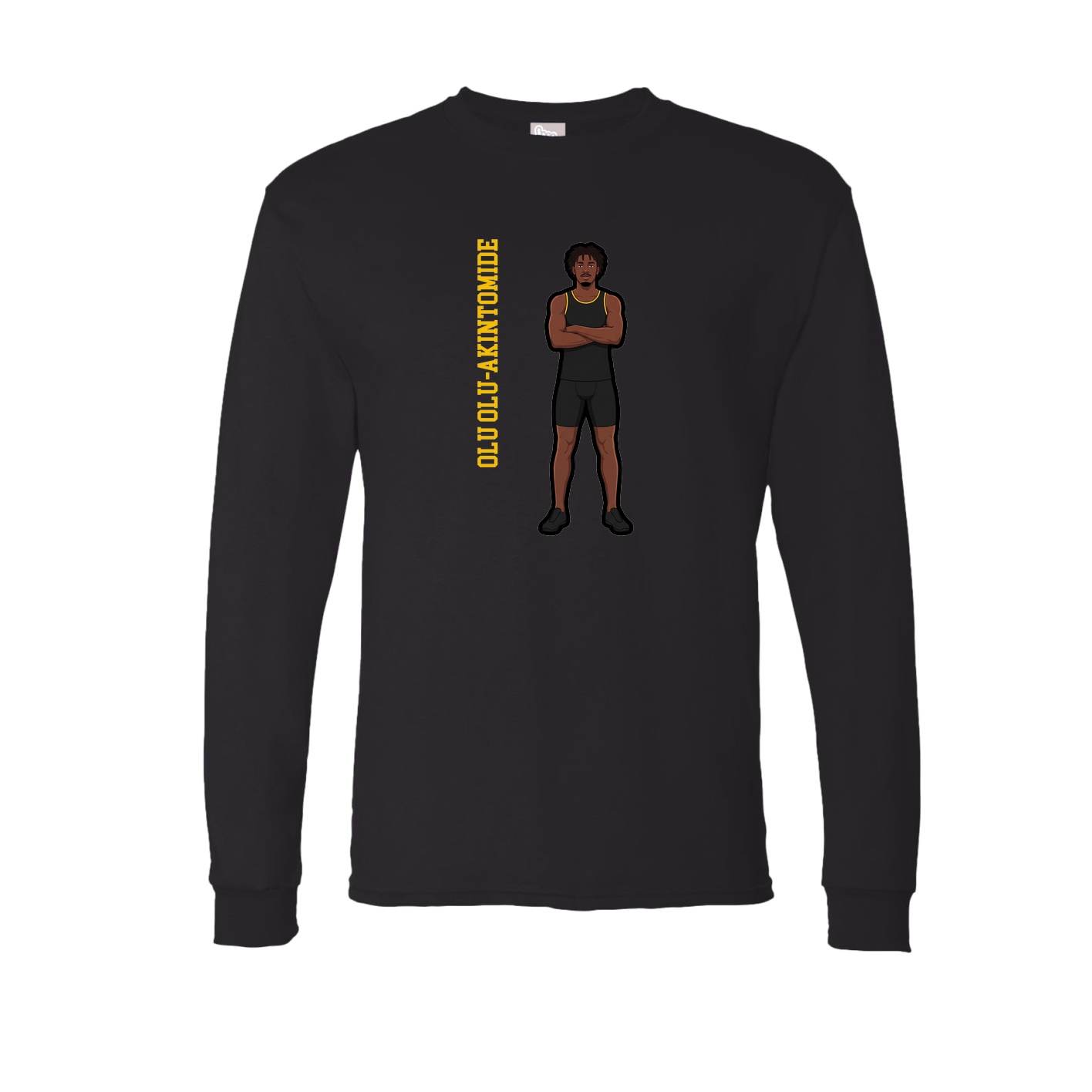 Long Sleeve Tee — Name Vertical in Black