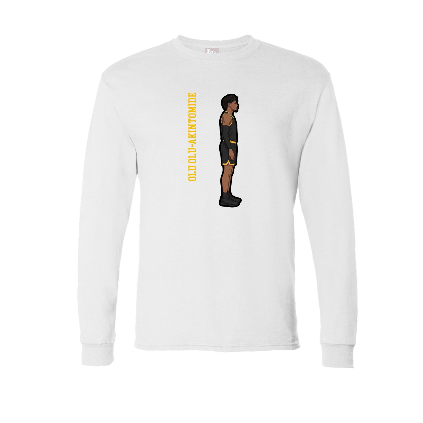 Long Sleeve Tee — Name Vertical in White