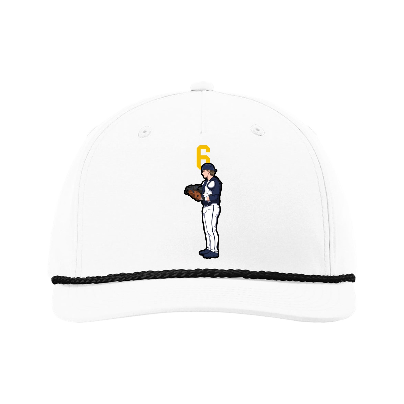 Five-Panel Classic Rope Cap — Number Top in White