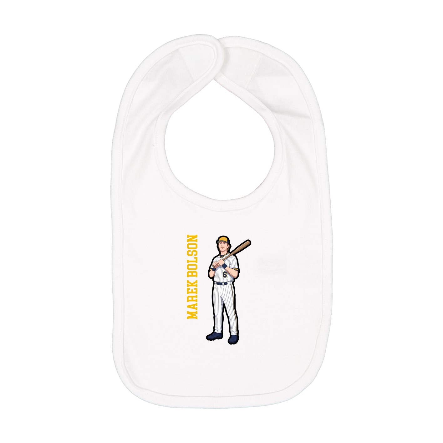 Infant Bib — Name Vertical in White