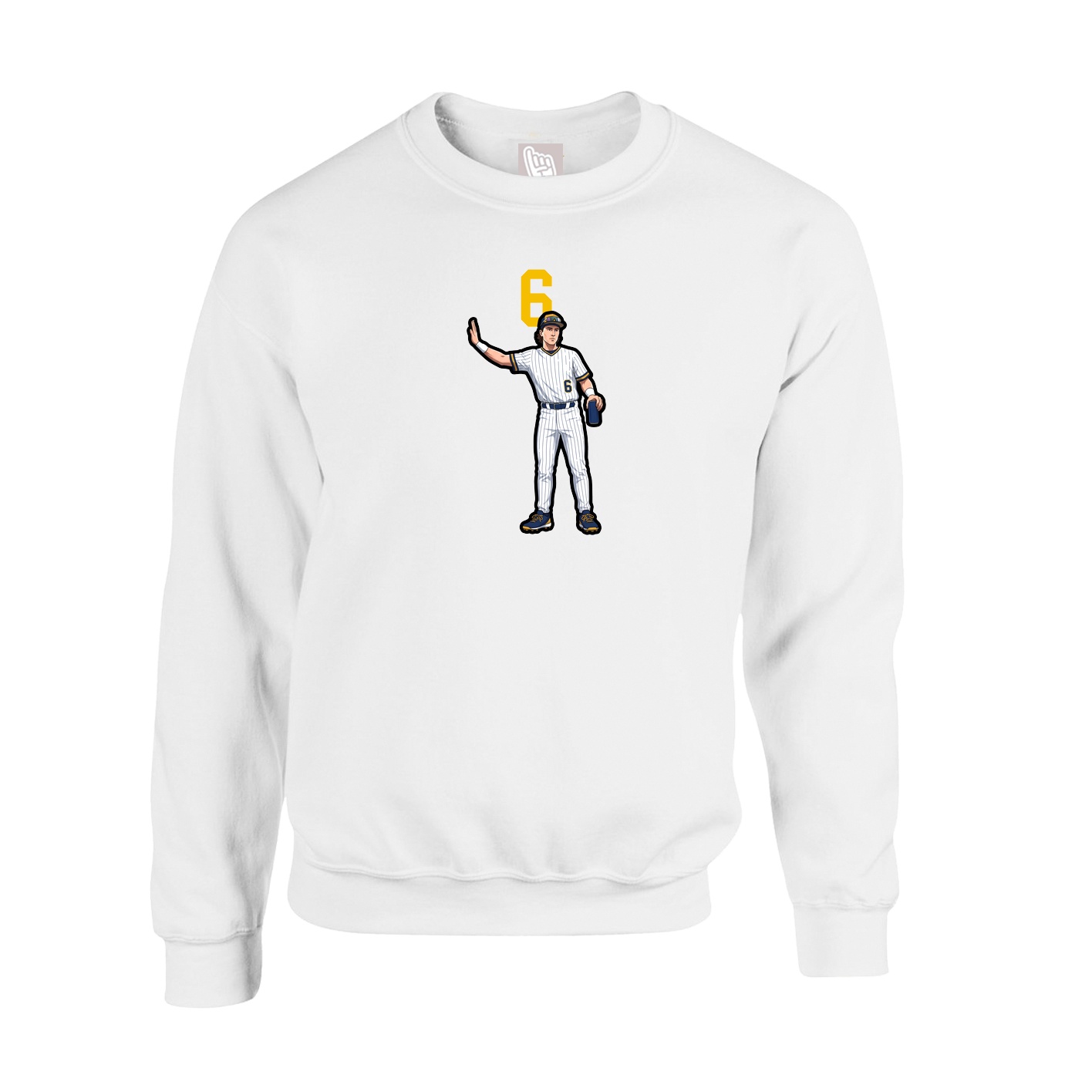 Fleece Crew — Number Top in White