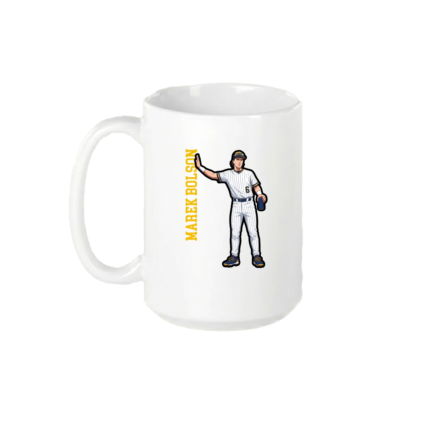 15oz Coffee Mug — Name Vertical in White