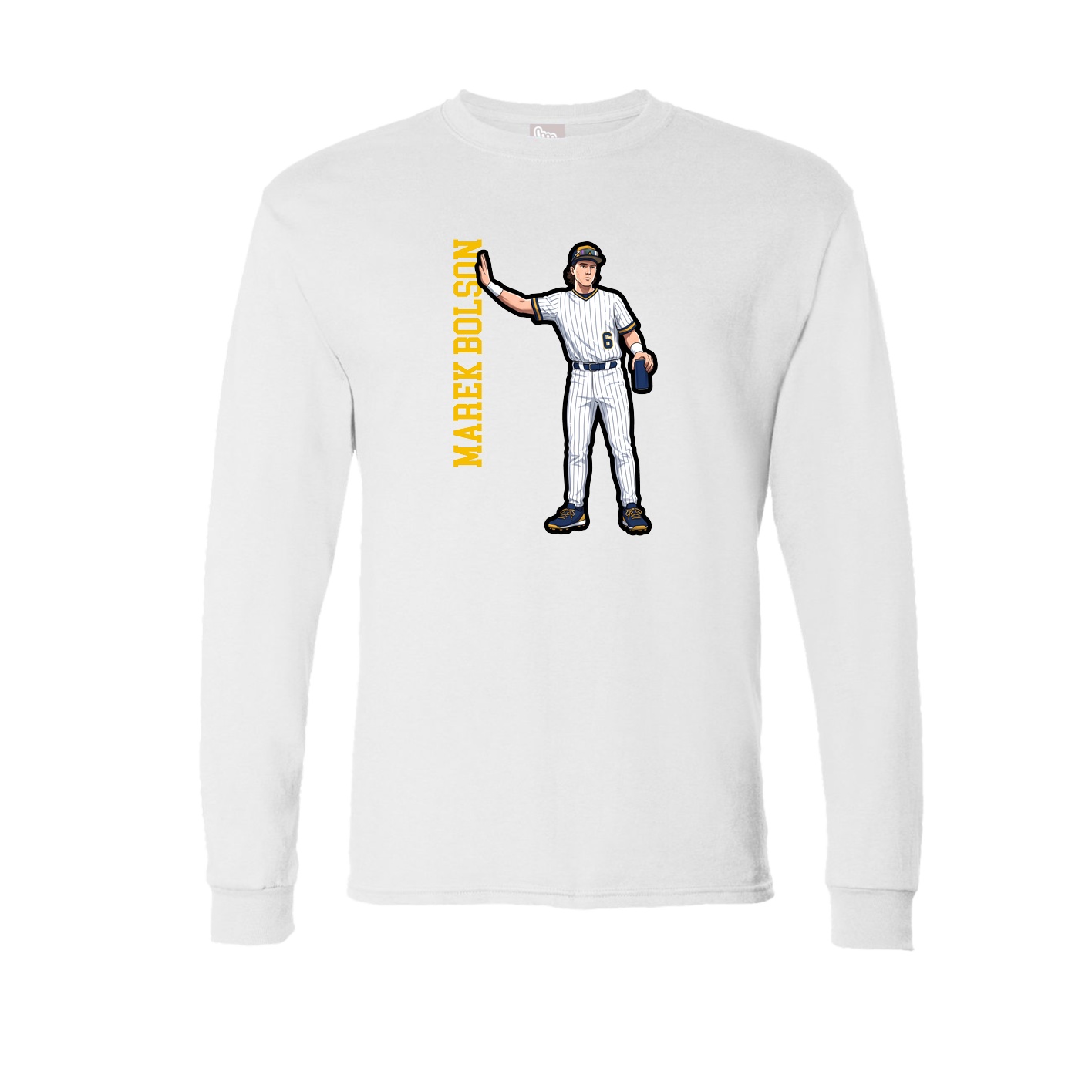 Long Sleeve Tee — Name Vertical in White