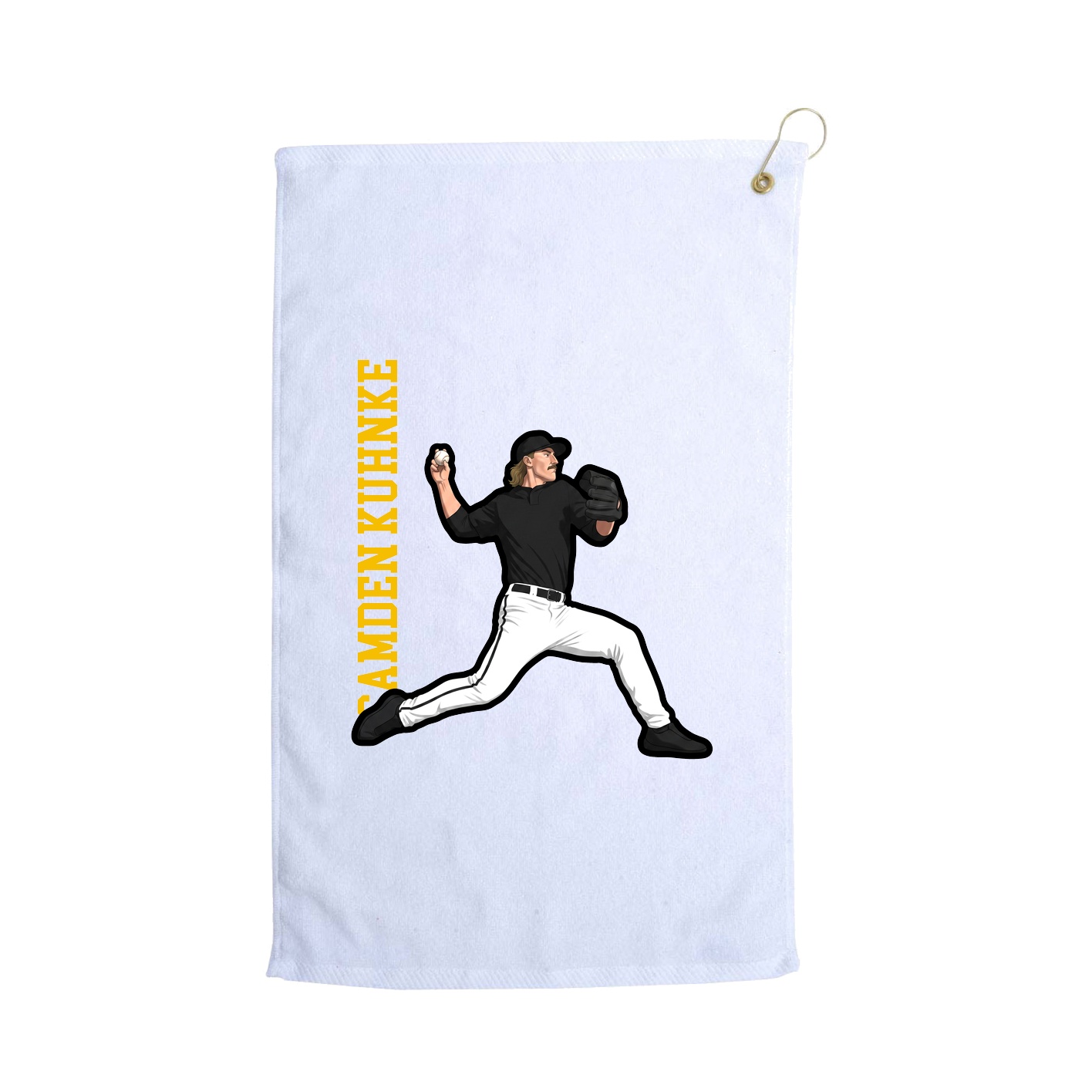 Golf Towel — Name Vertical in White