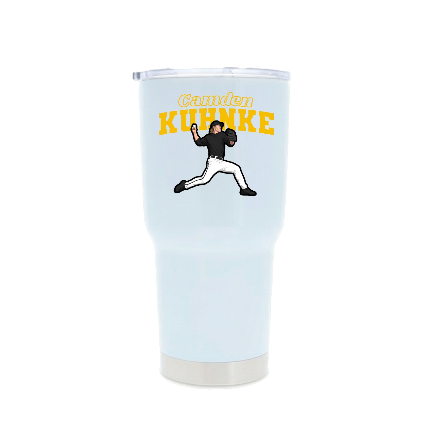 30oz Stainless Steel Tumbler — Name Arch in White