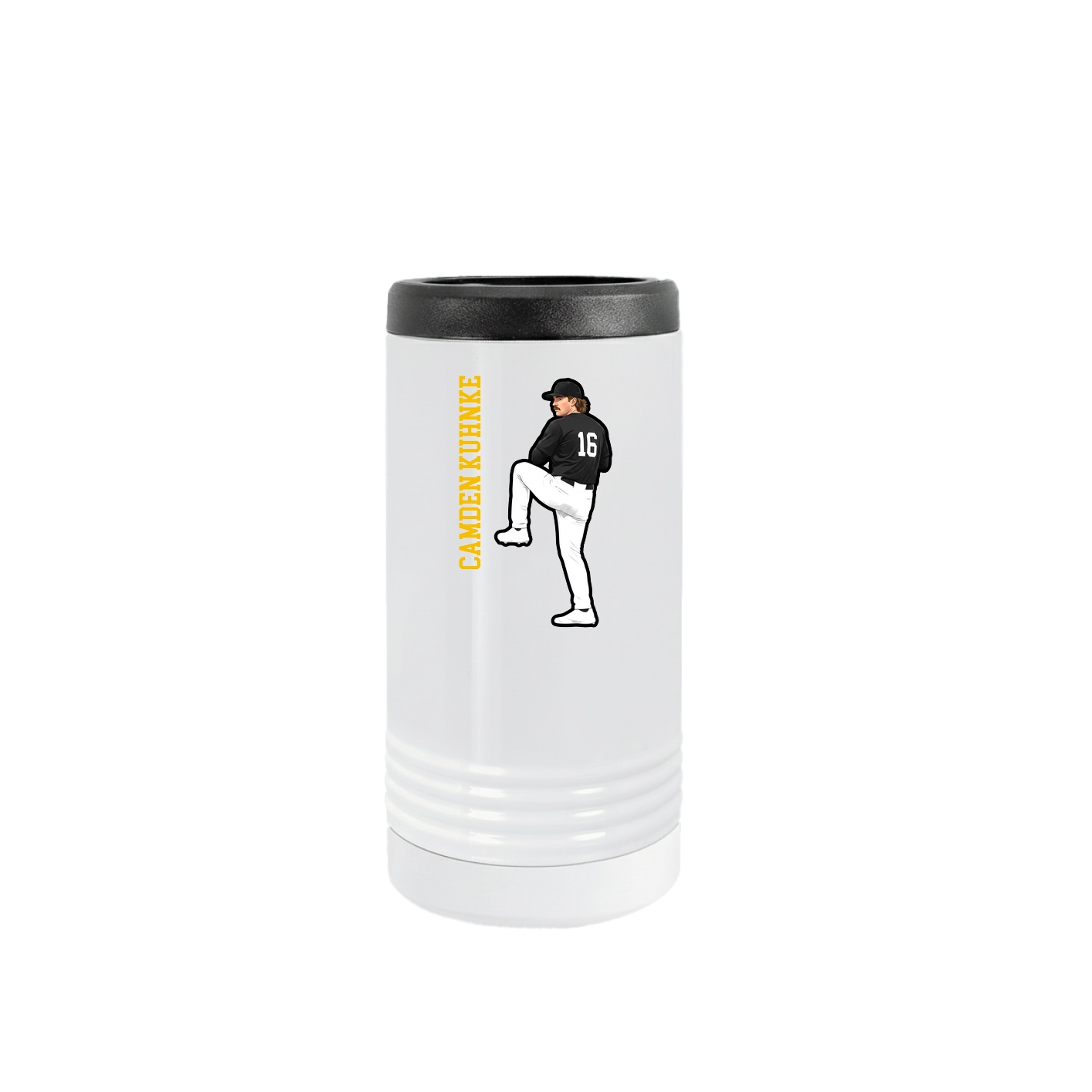 Slim Beverage Holder — Name Vertical in White