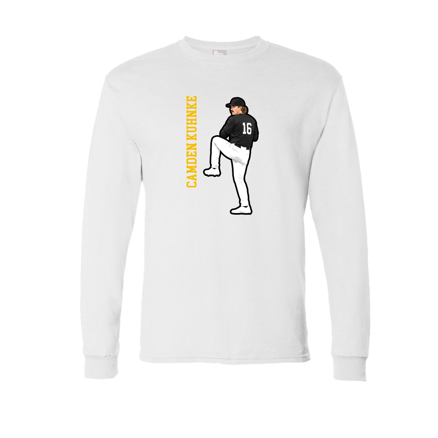 Long Sleeve Tee — Name Vertical in White