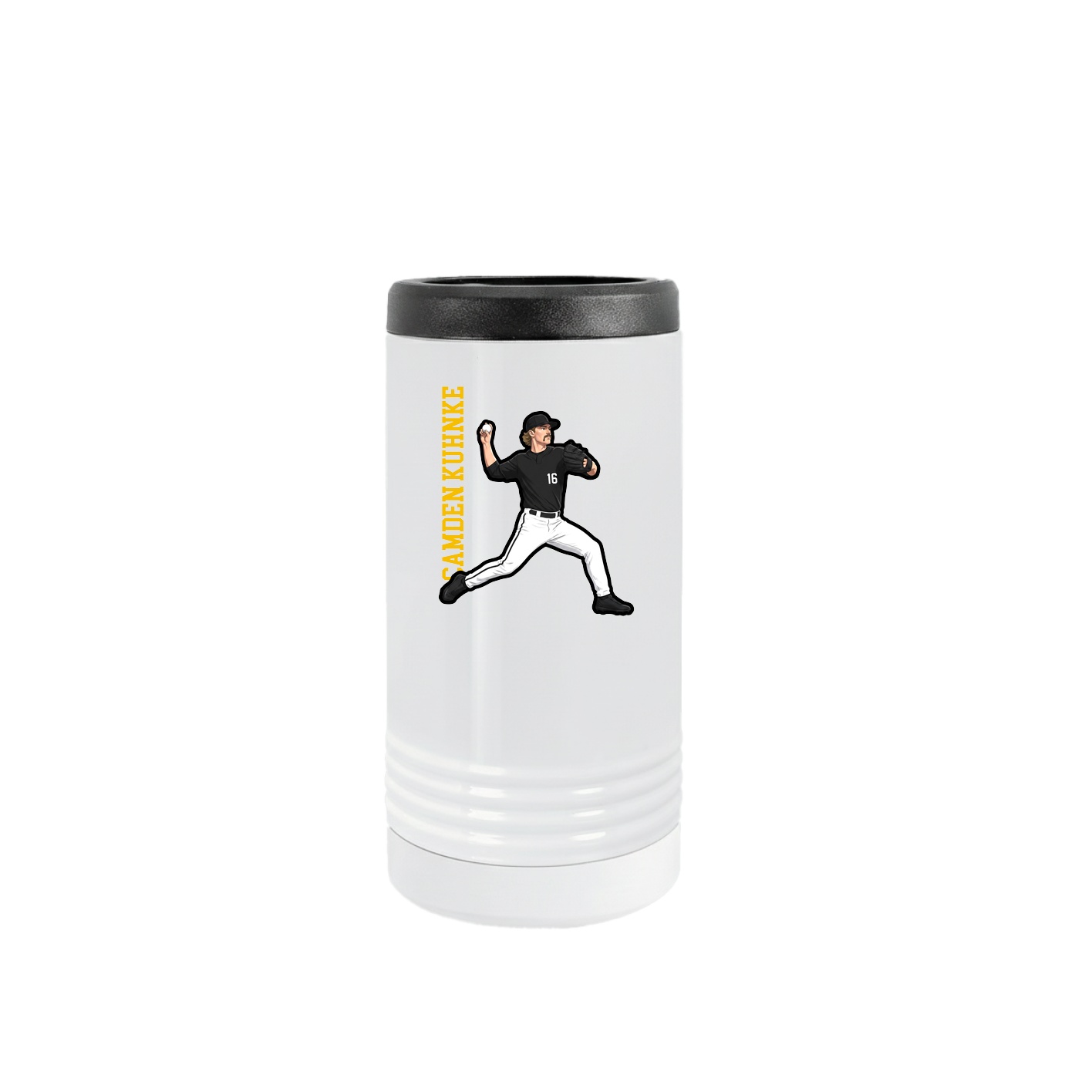 Slim Beverage Holder — Name Vertical in White