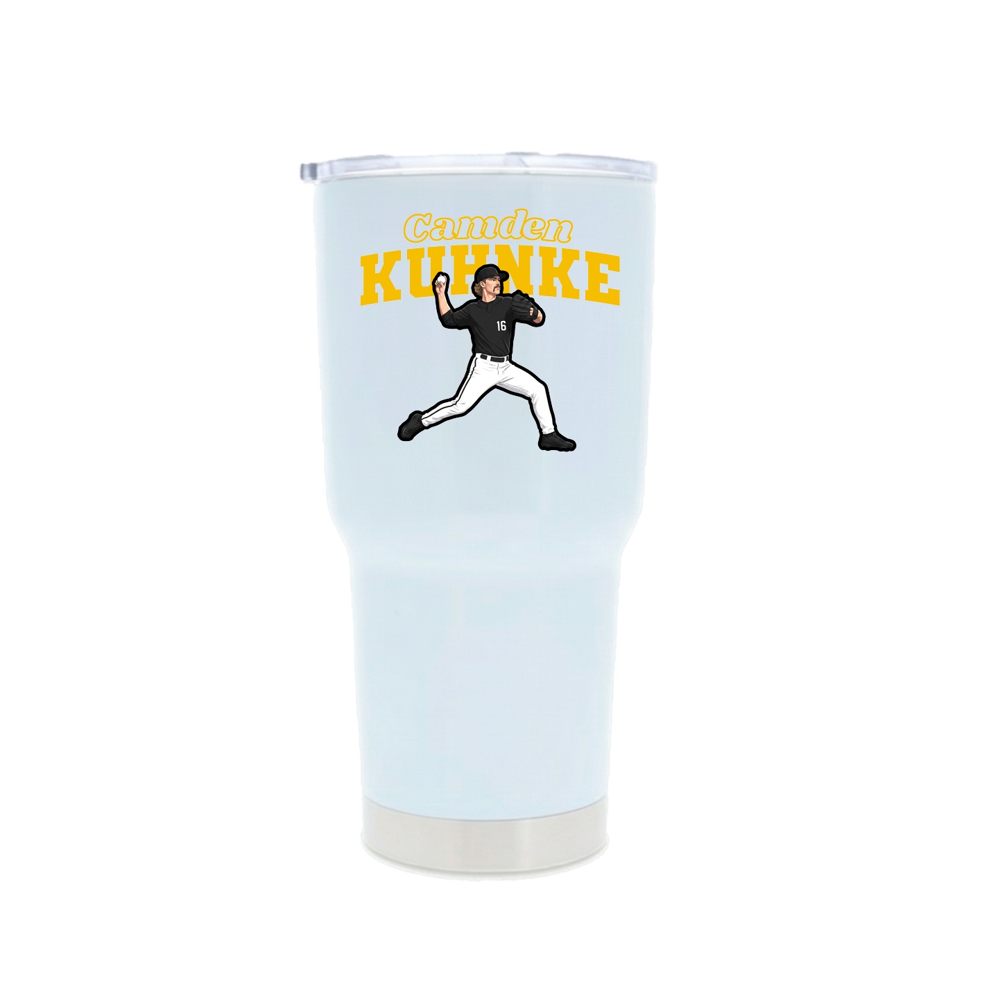 30oz Stainless Steel Tumbler — Name Arch in White