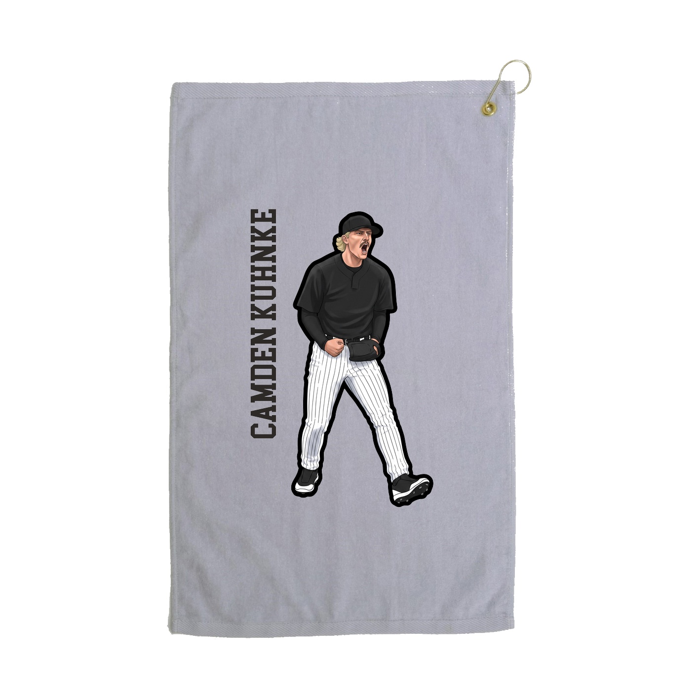 Golf Towel — Name Vertical in Grey