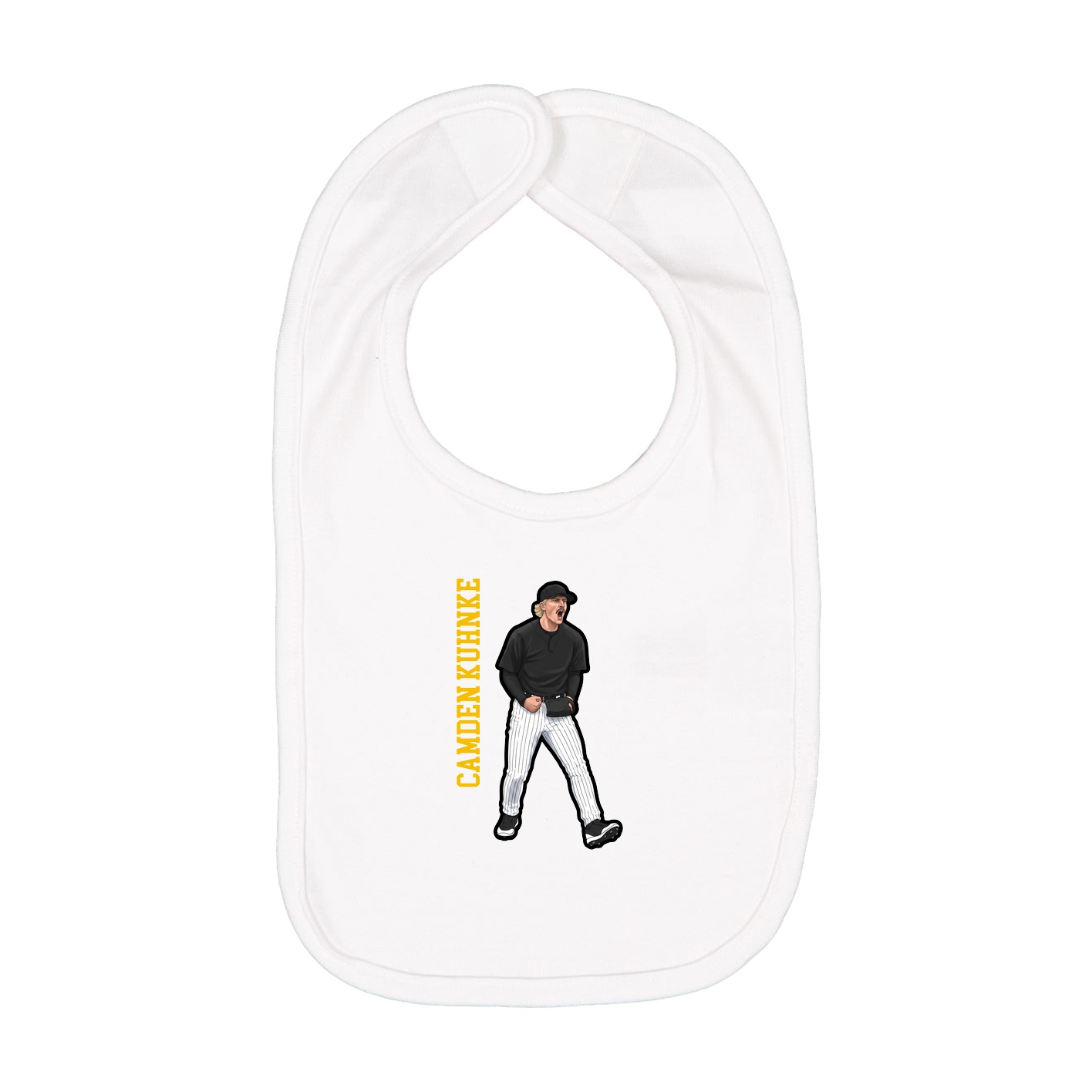 Infant Bib — Name Vertical in White