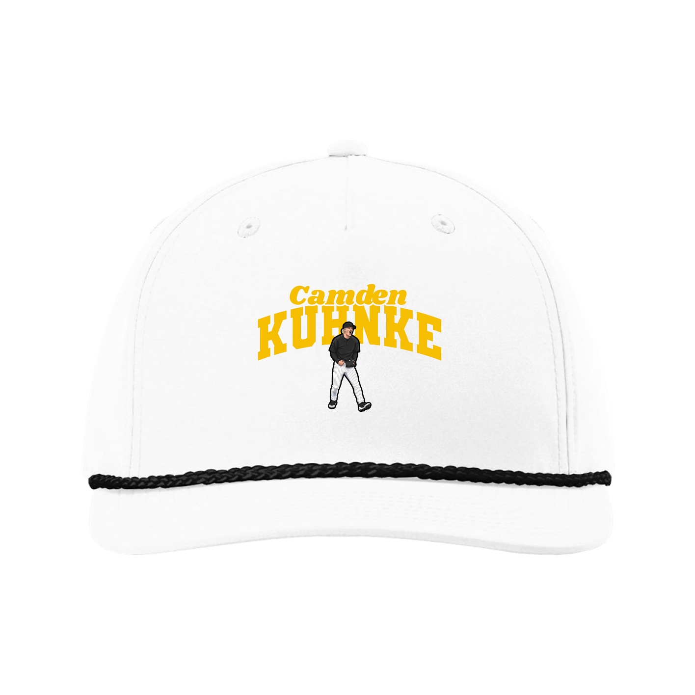 Five-Panel Classic Rope Cap — Signature Arch in White
