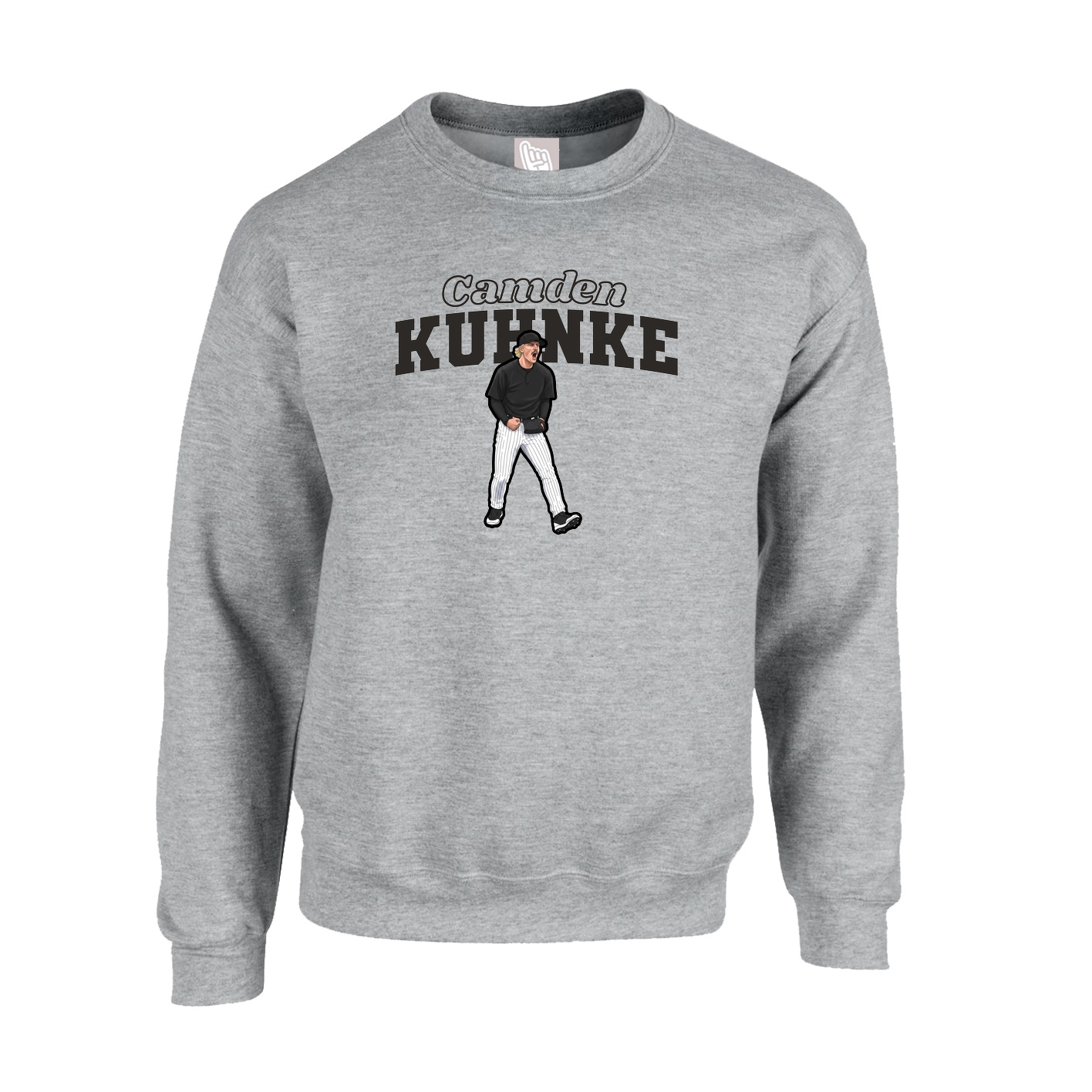 Fleece Crew — Name Arch in Grey