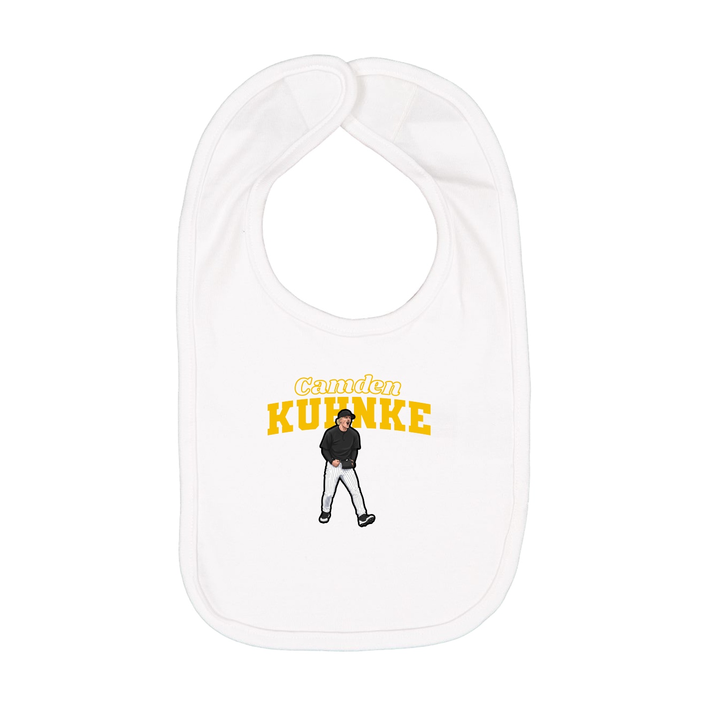 Infant Bib — Name Arch in White