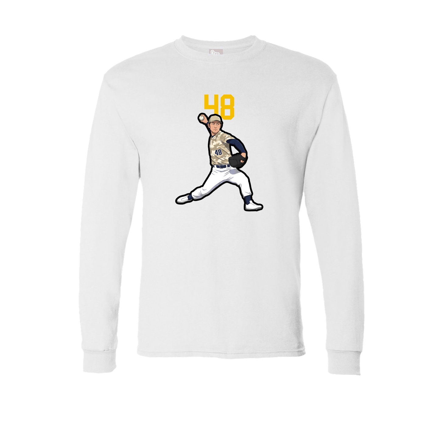 Long Sleeve Tee — Number Top in White
