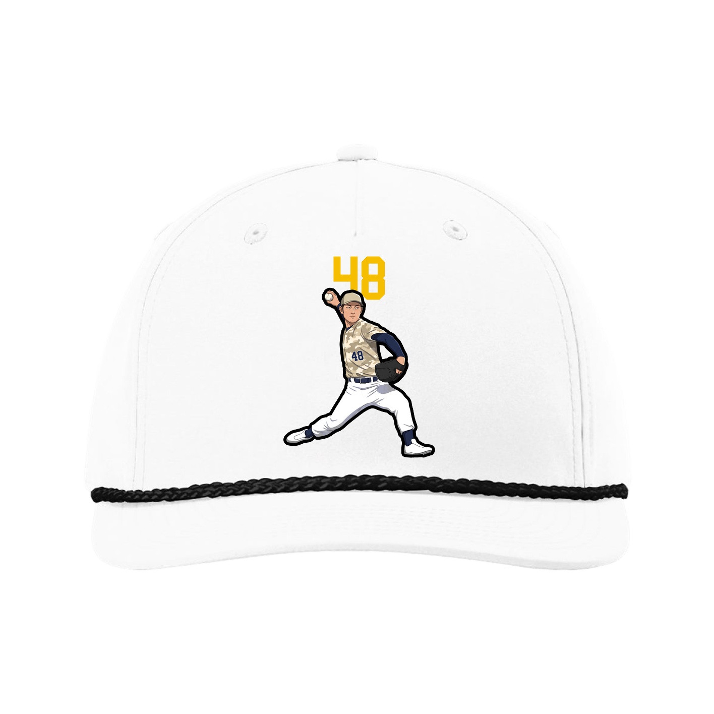 Five-Panel Classic Rope Cap — Number Top in White