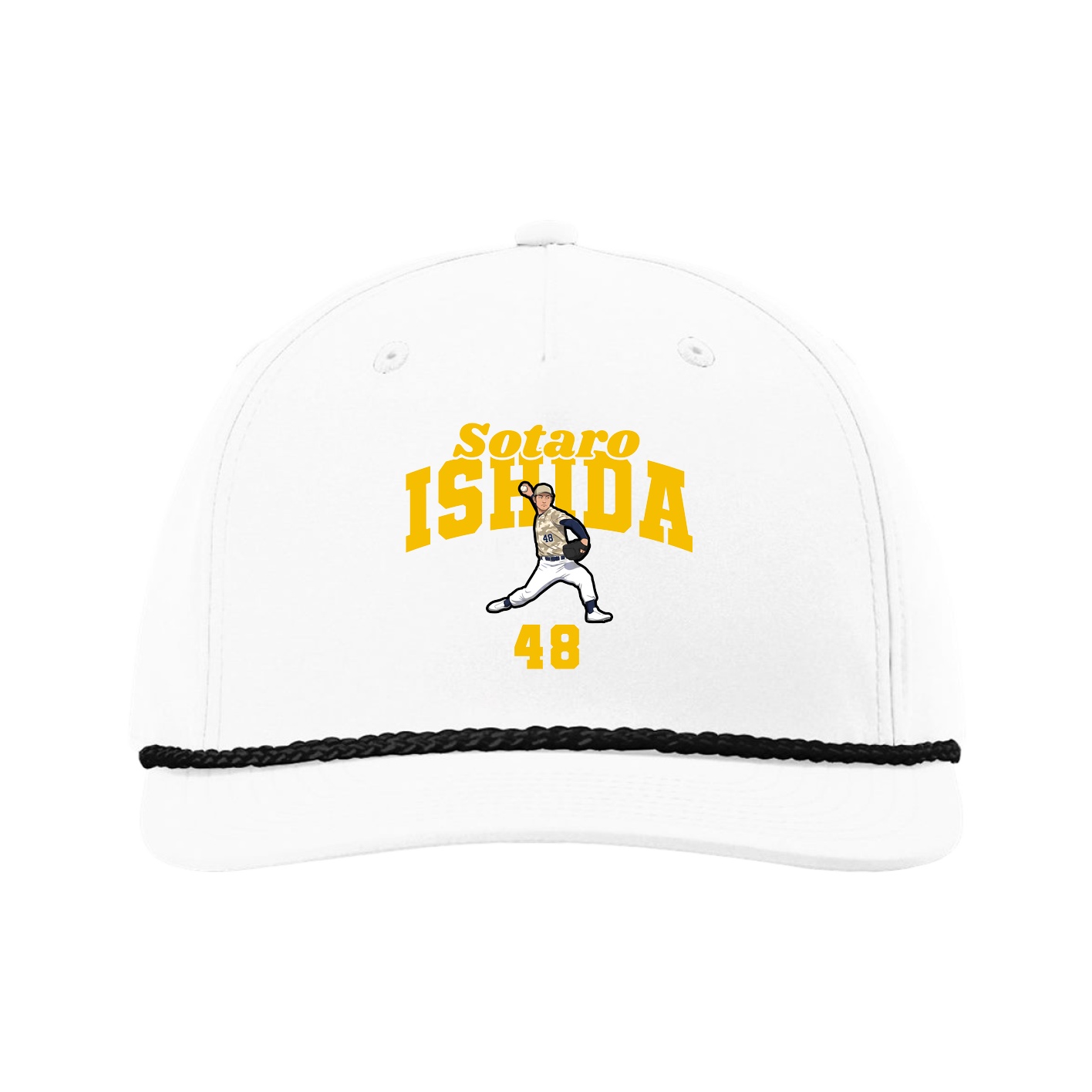 Five-Panel Classic Rope Cap — Signature Arch in White
