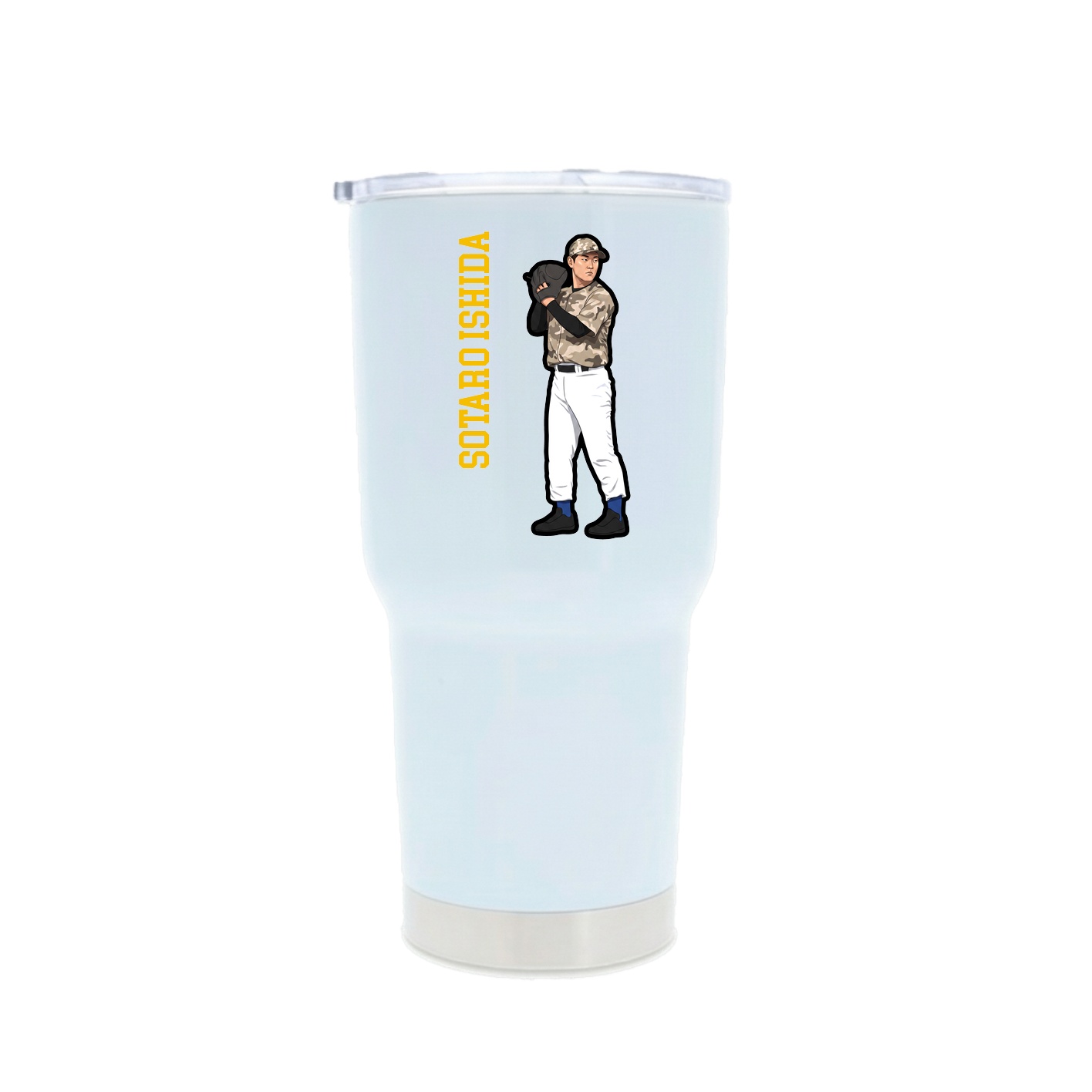30oz Stainless Steel Tumbler — Name Vertical in White